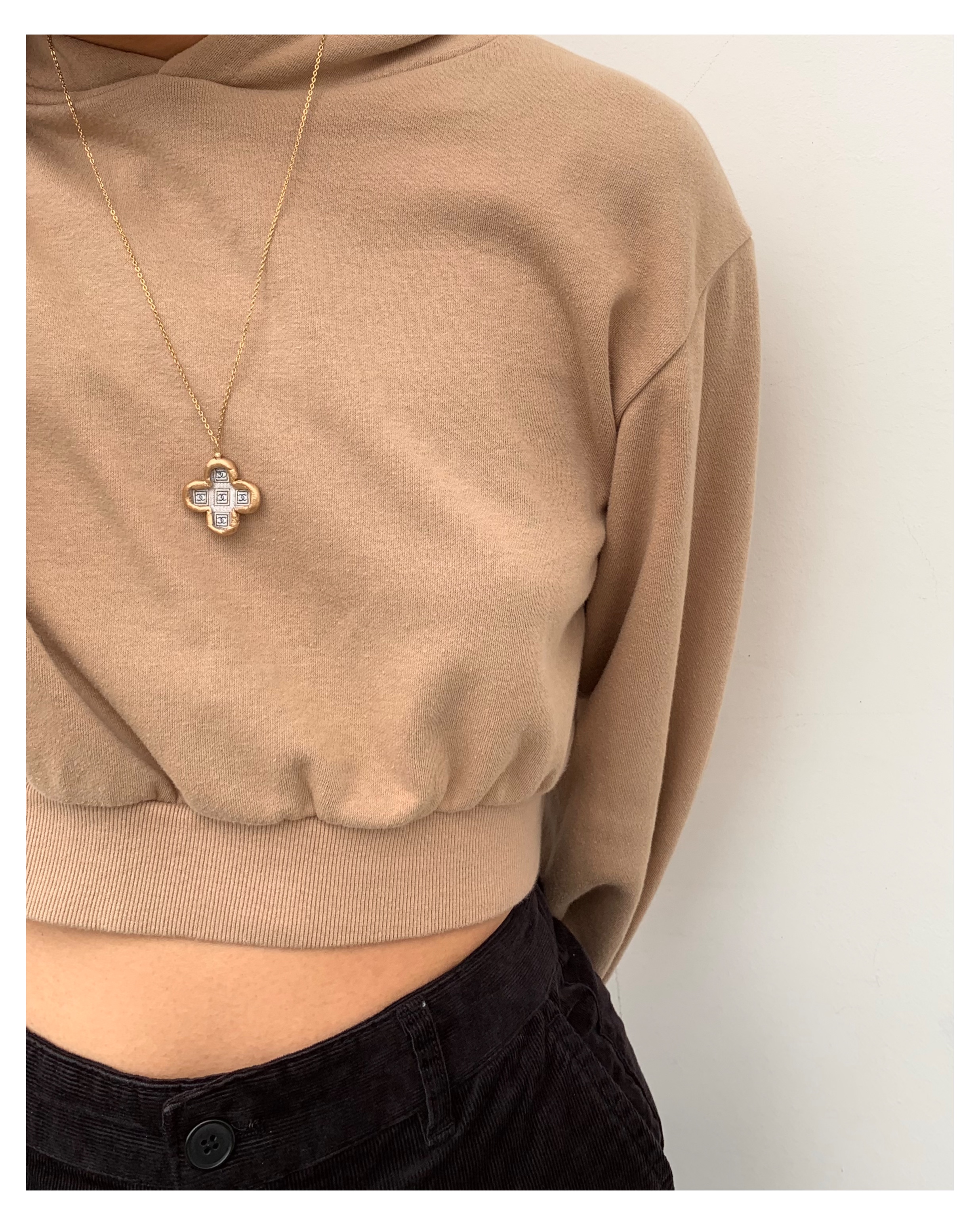 CHANEL clover silk pattern necklace no.37