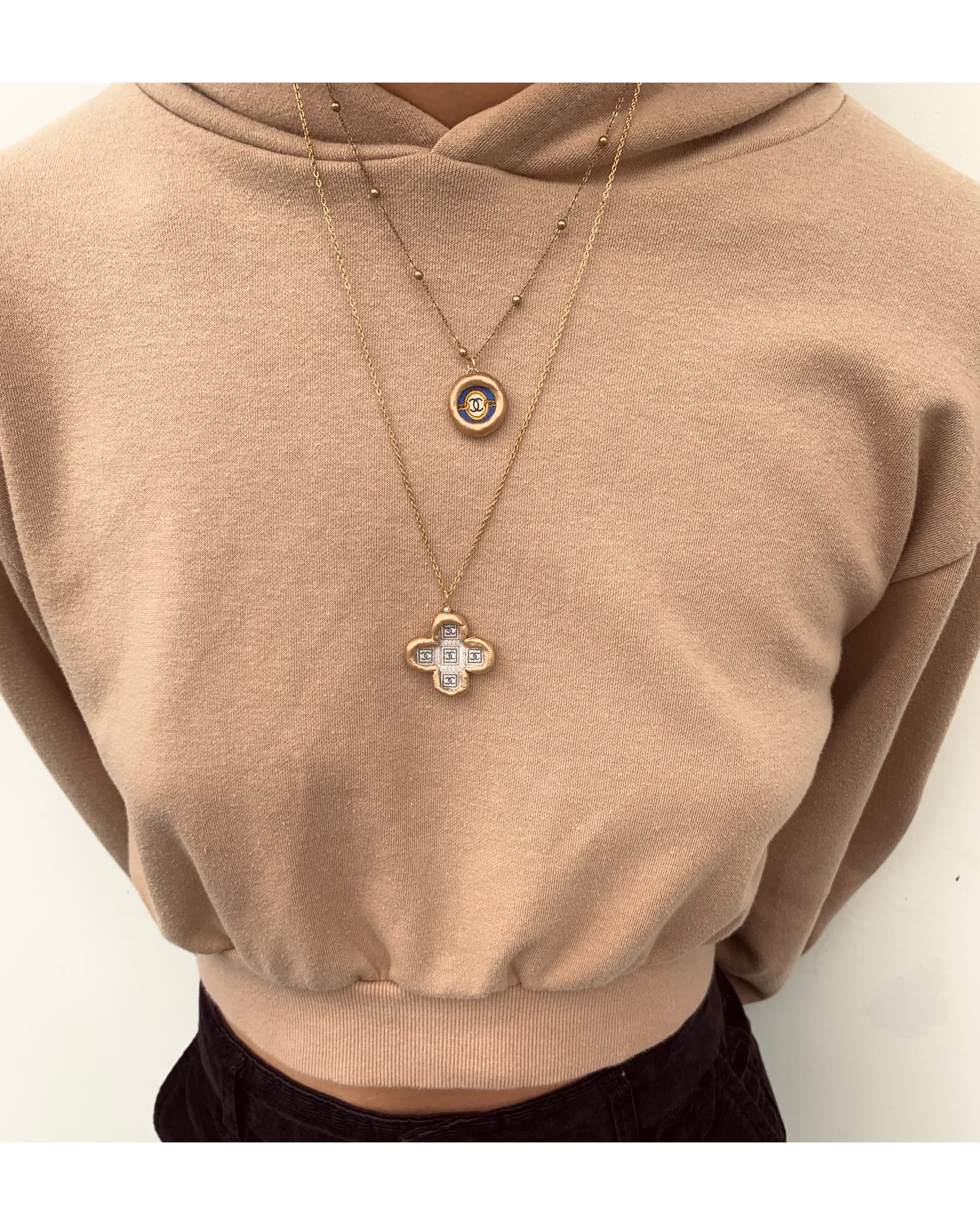 CHANEL clover silk pattern necklace no.37