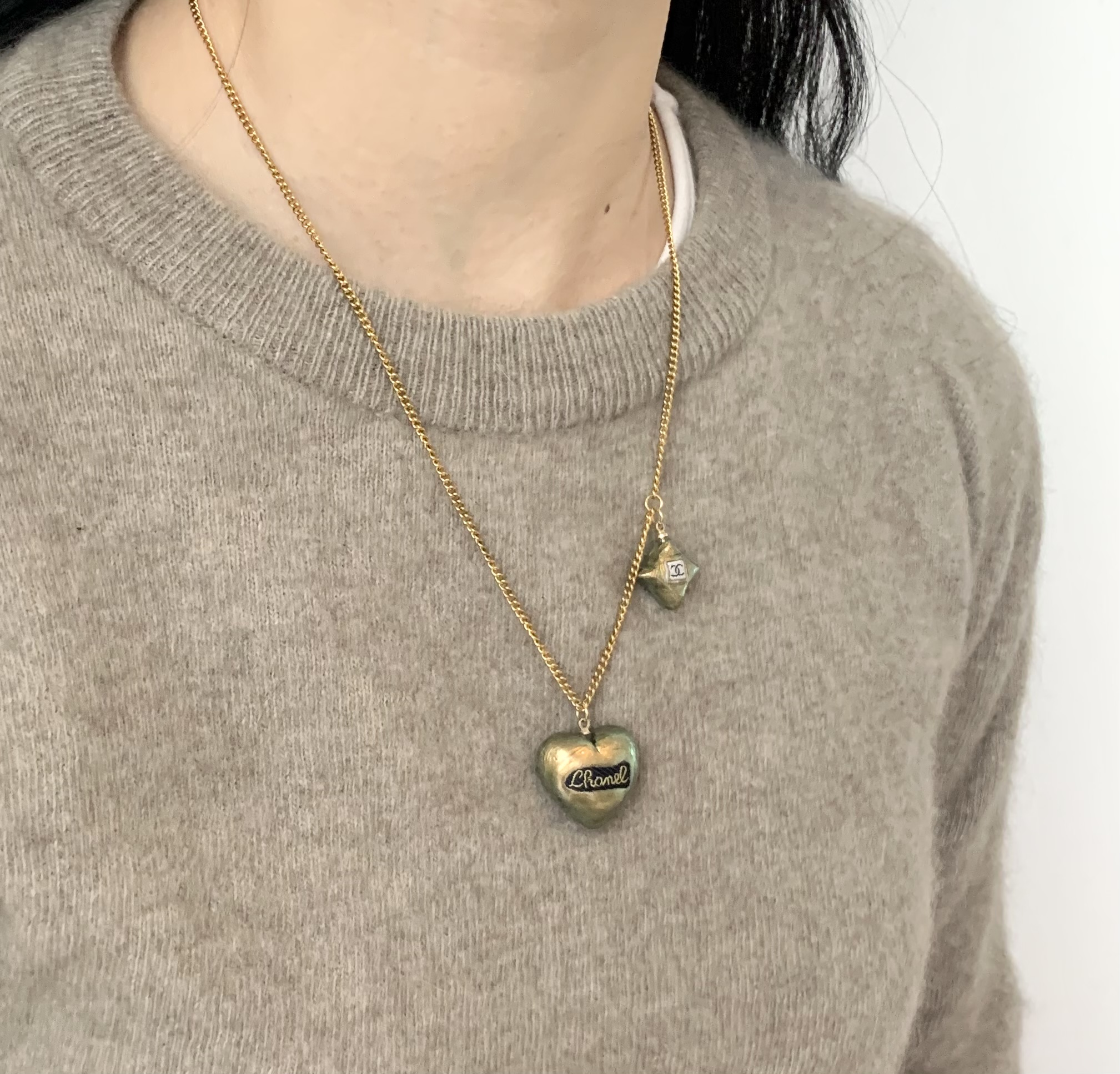 CHANEL heart & small charm necklace no.44