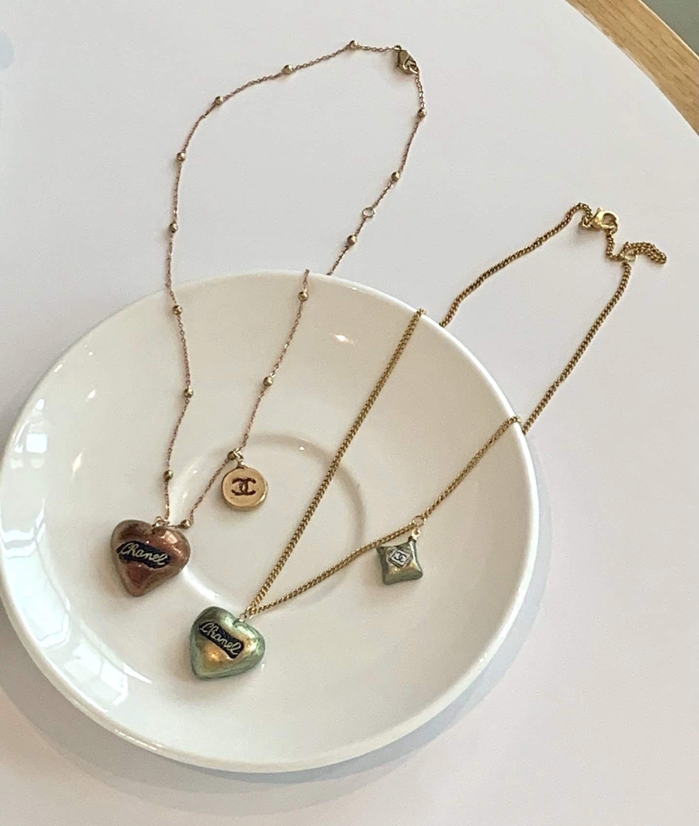 CHANEL heart & small charm necklace no.44