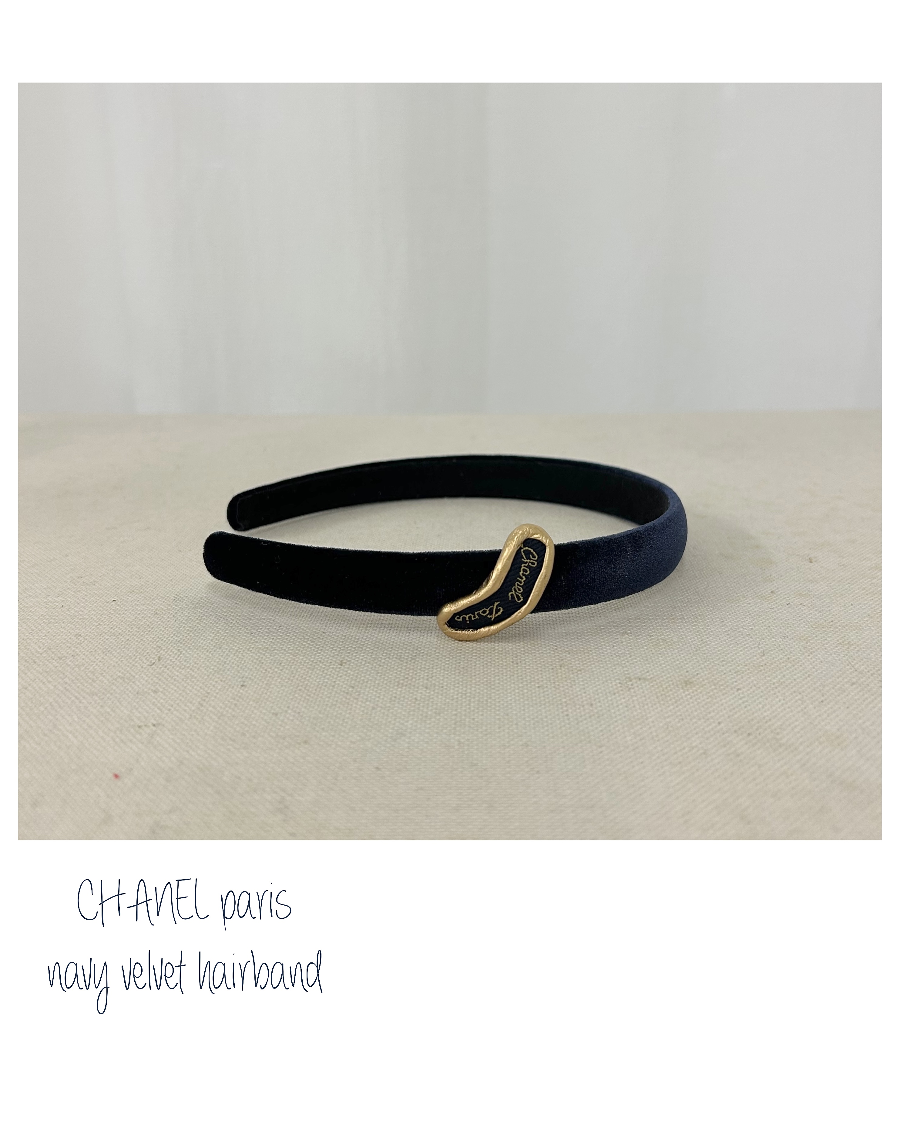 CHANEL paris navy velvet hair band no.59