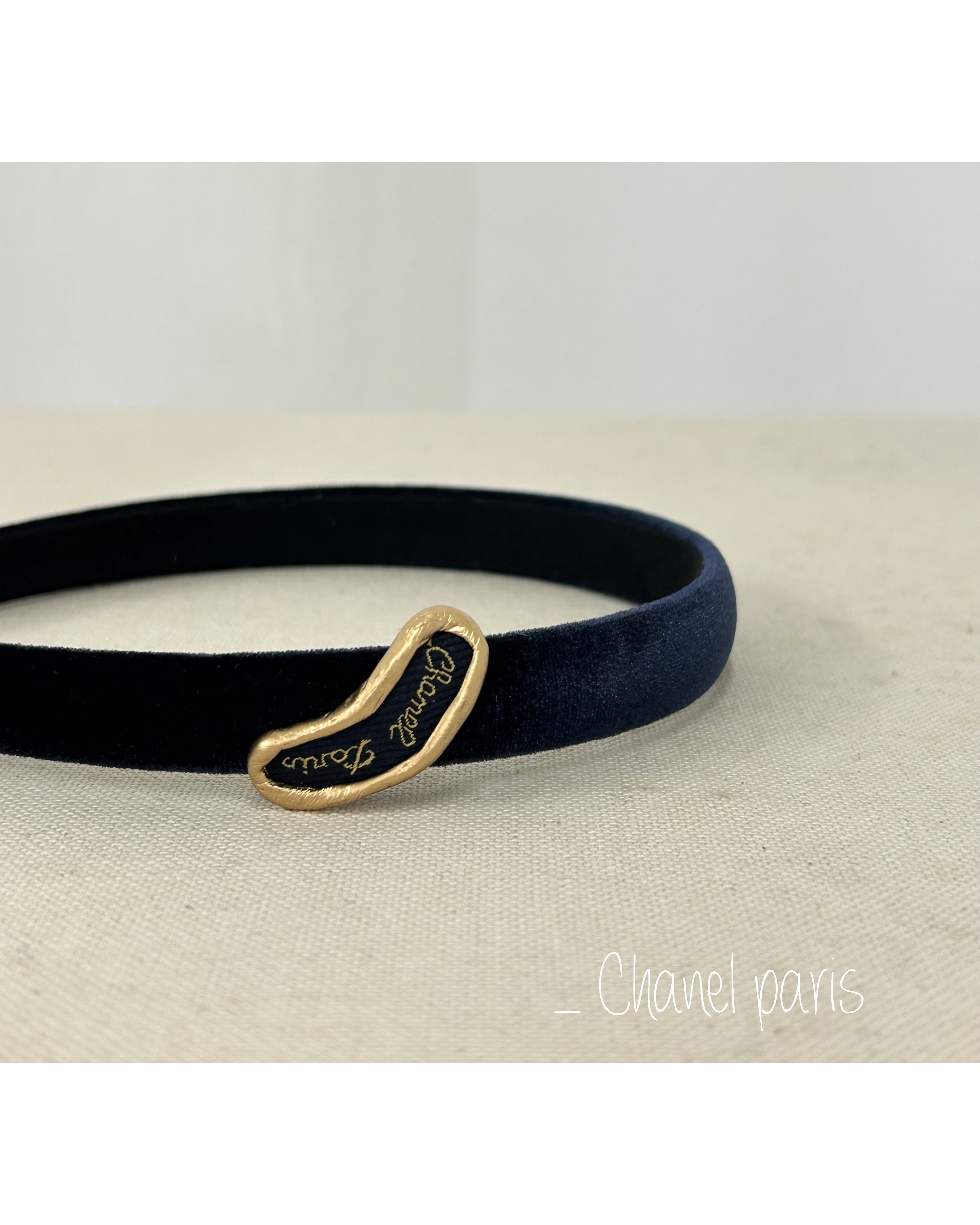 CHANEL paris navy velvet hair band no.59