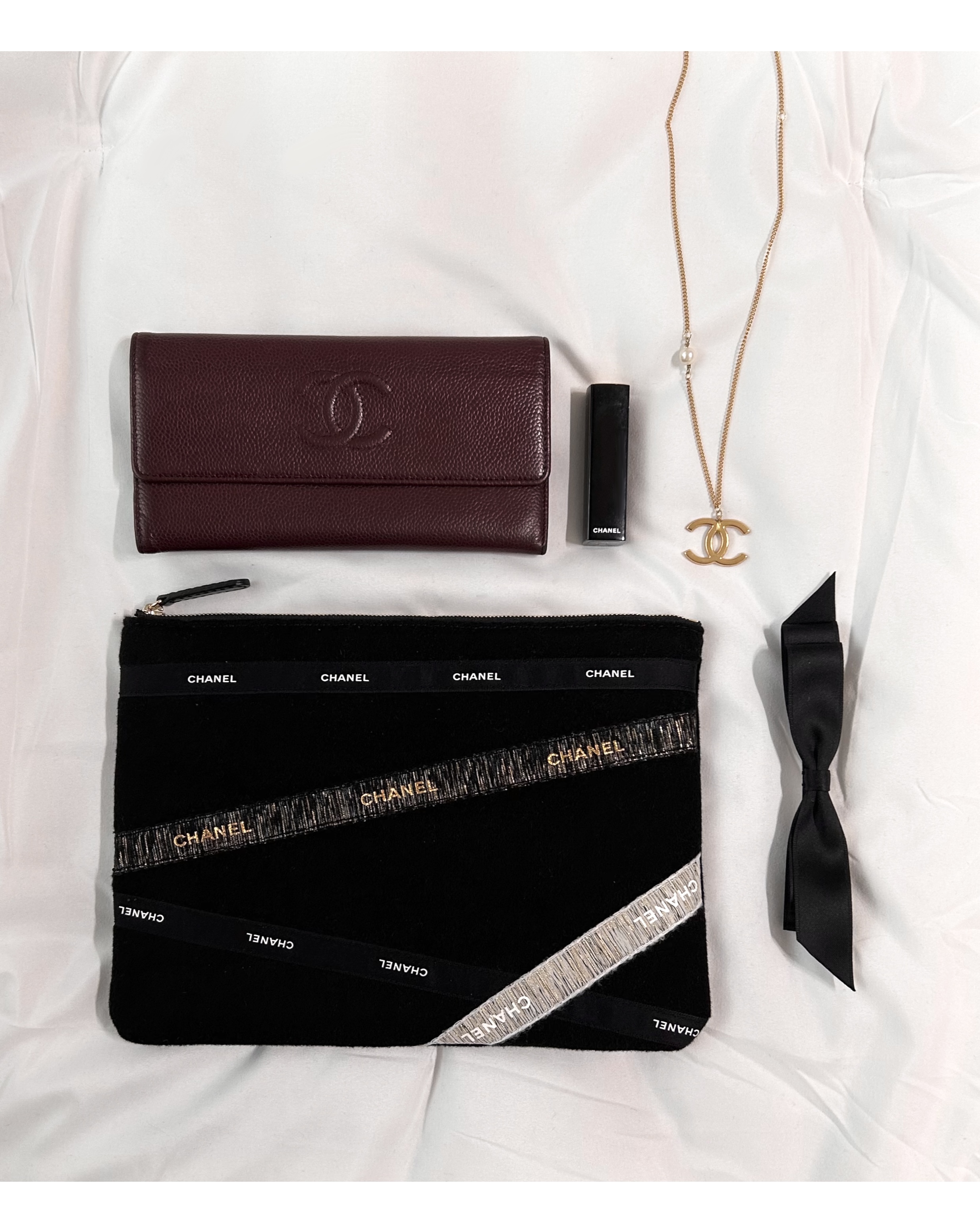 vintage cashmere 100% fabric X CHANEL ribbons clutch bag