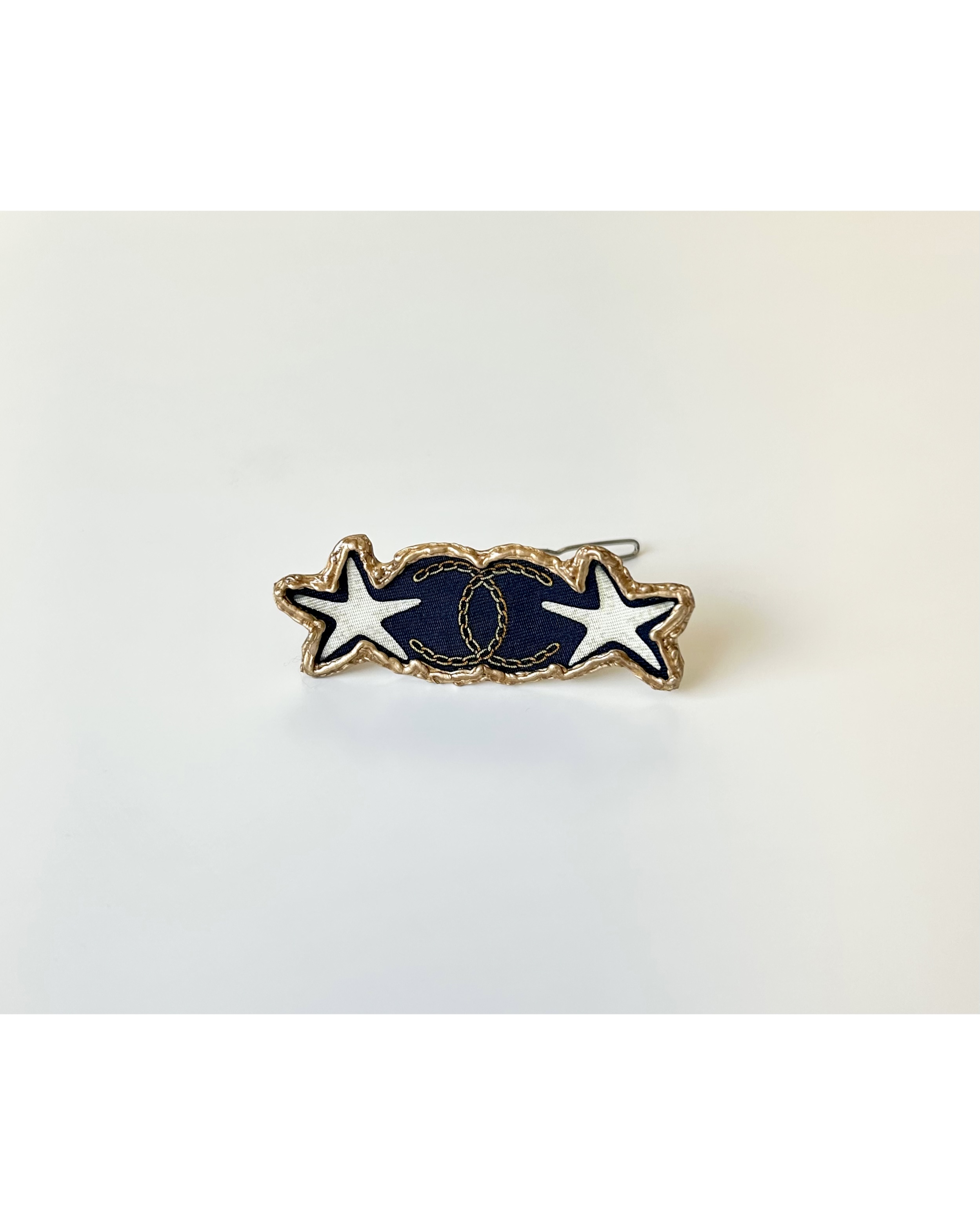 CHANEL silk star CC hair clip no.63