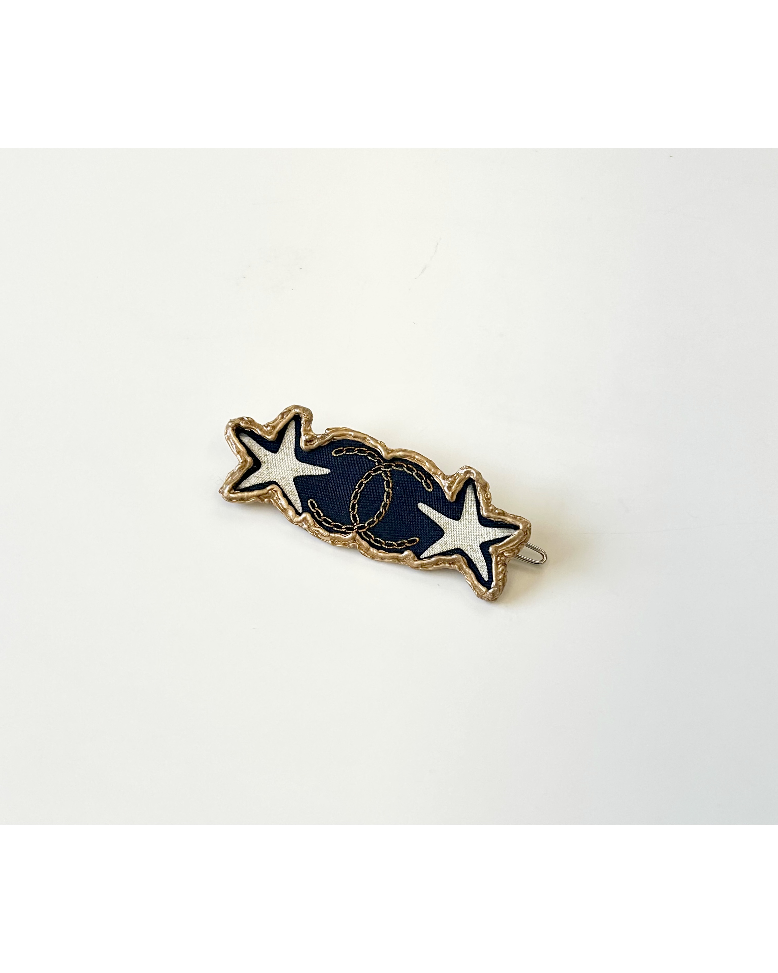 CHANEL silk star CC hair clip no.63