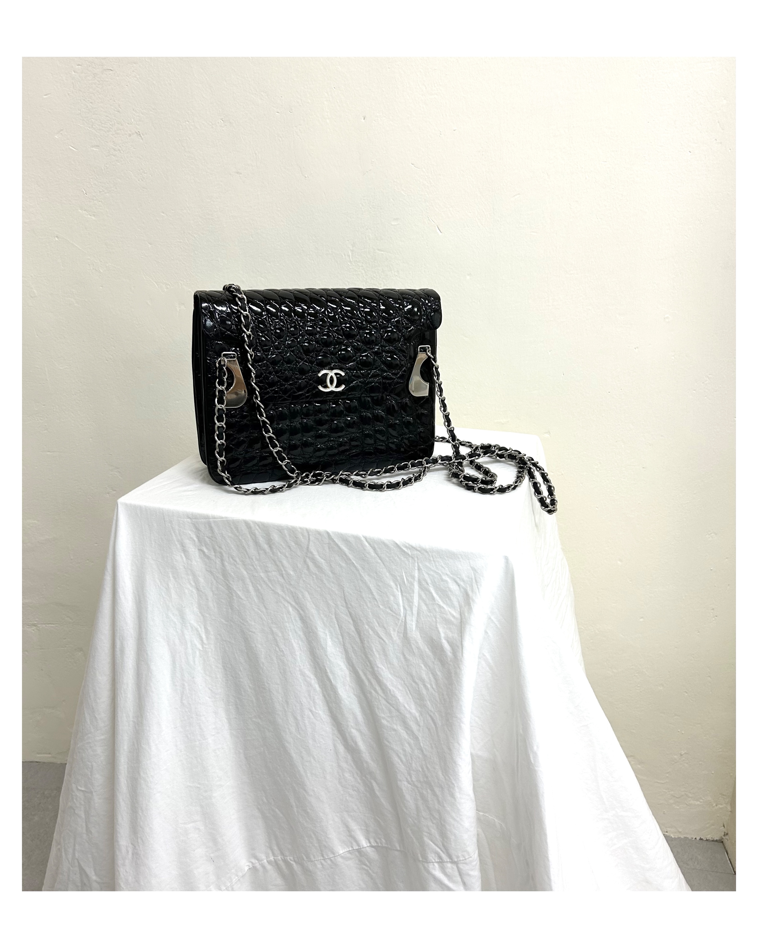 GENUINE vintage crocodile bag X CHANEL hanger CC objet no.37