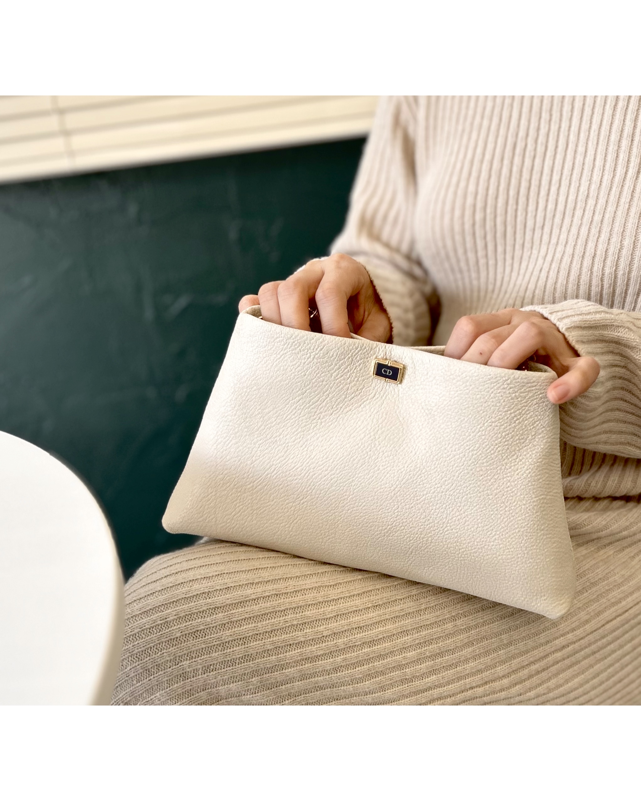 Christian Dior cuff link clutch & chain bag
