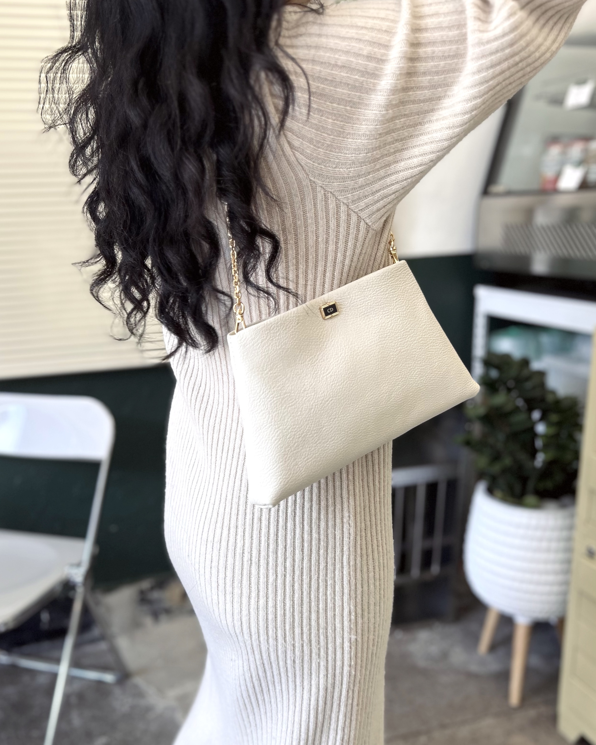 Christian Dior cuff link clutch & chain bag