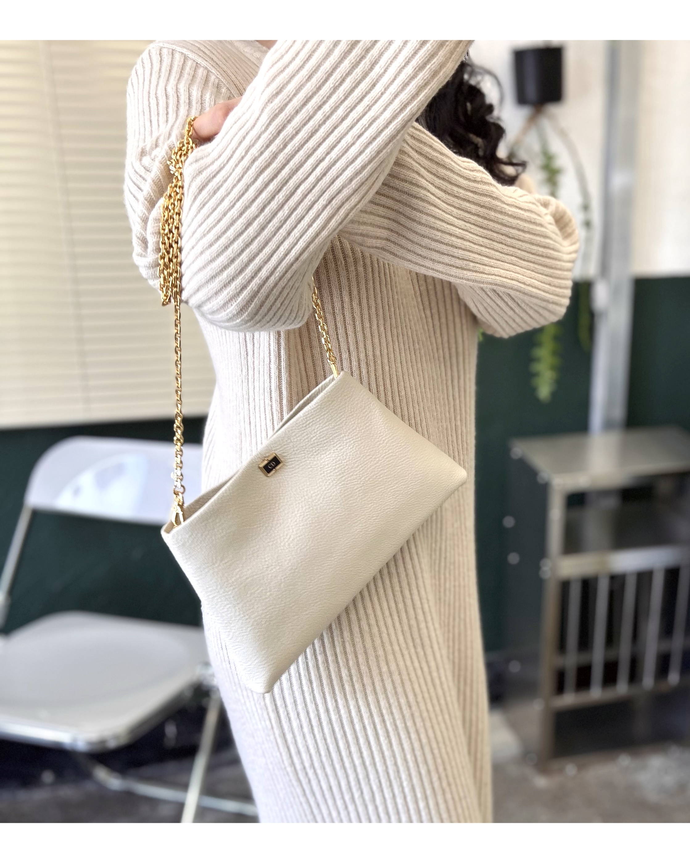 Christian Dior cuff link clutch & chain bag