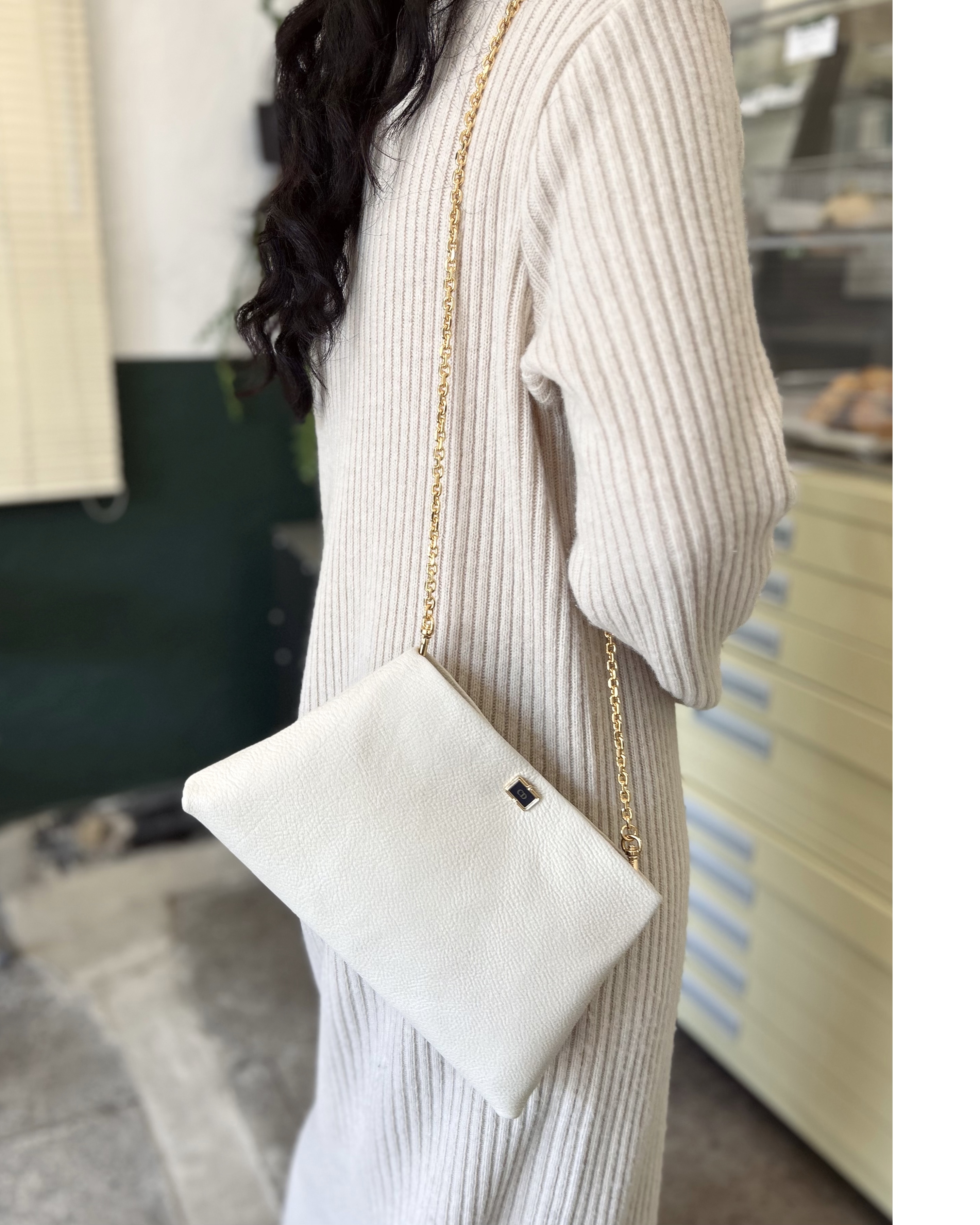 Christian Dior cuff link clutch & chain bag