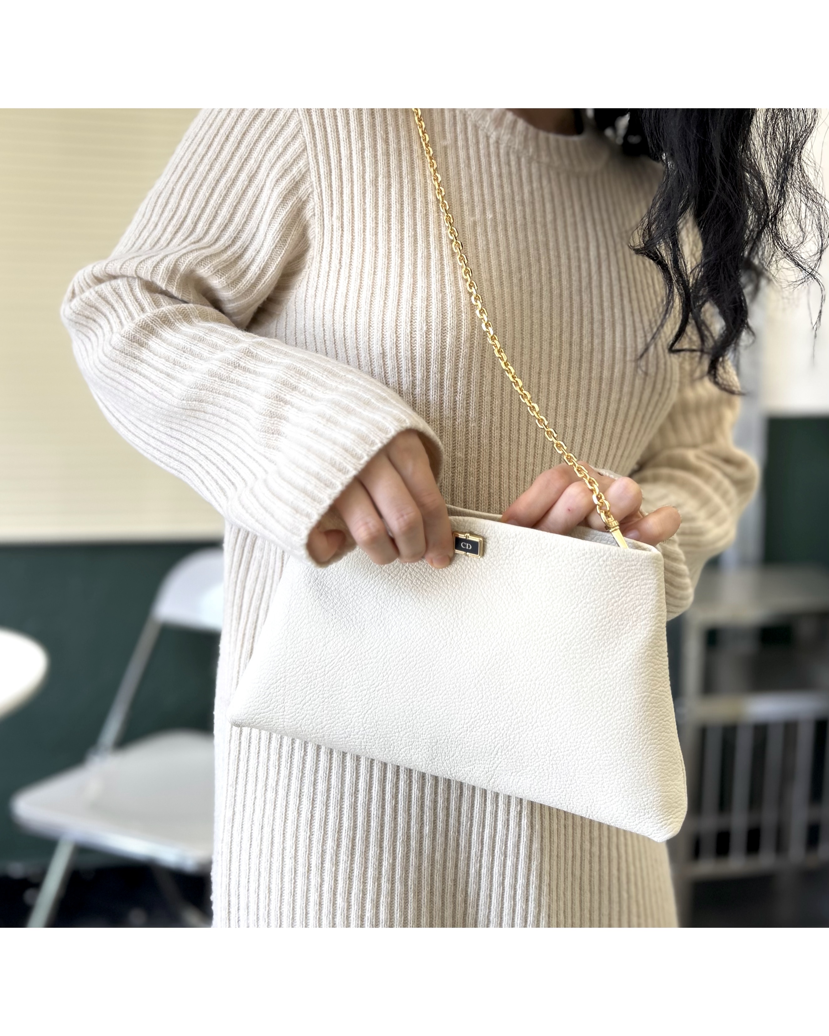 Christian Dior cuff link clutch & chain bag