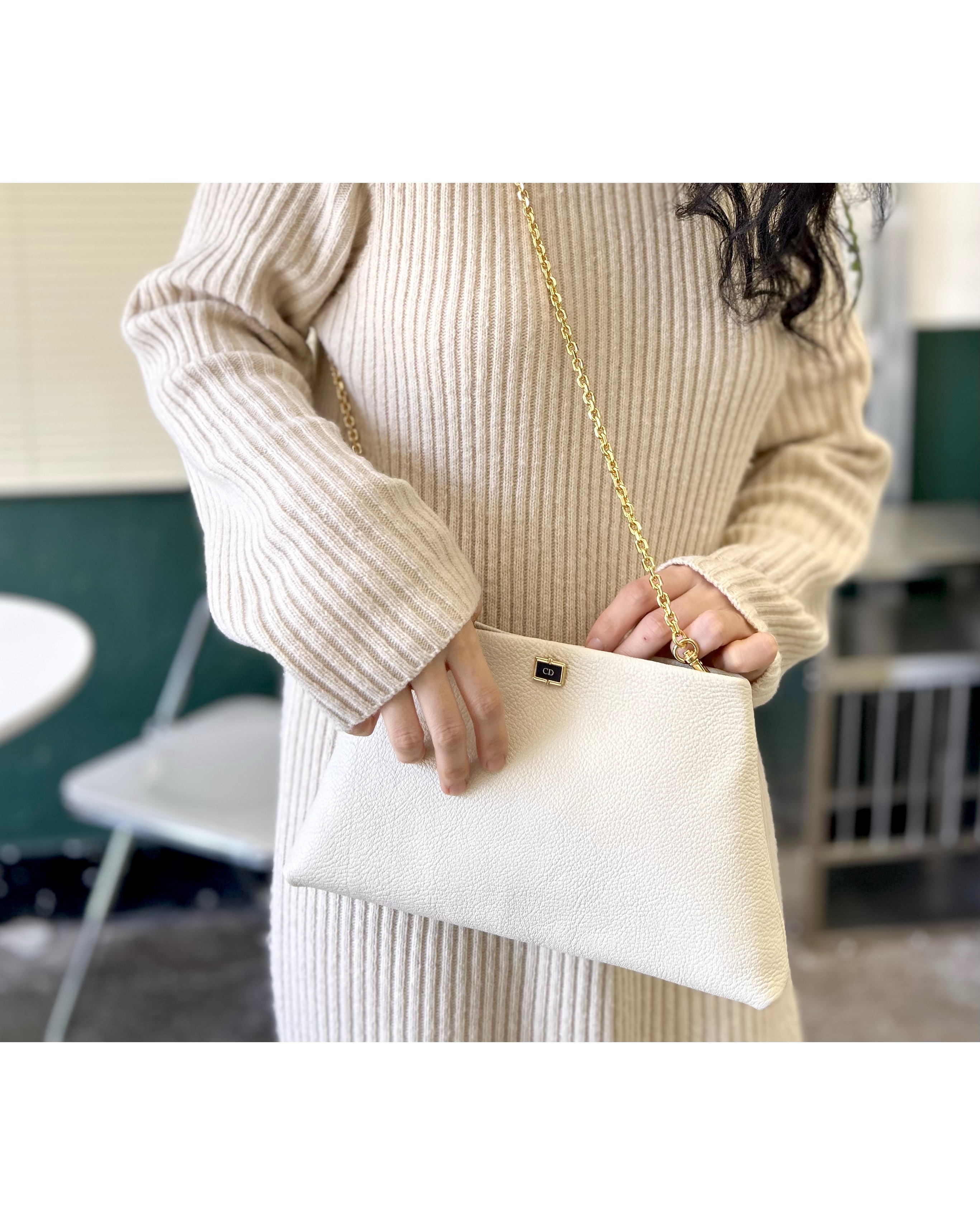 Christian Dior cuff link clutch & chain bag