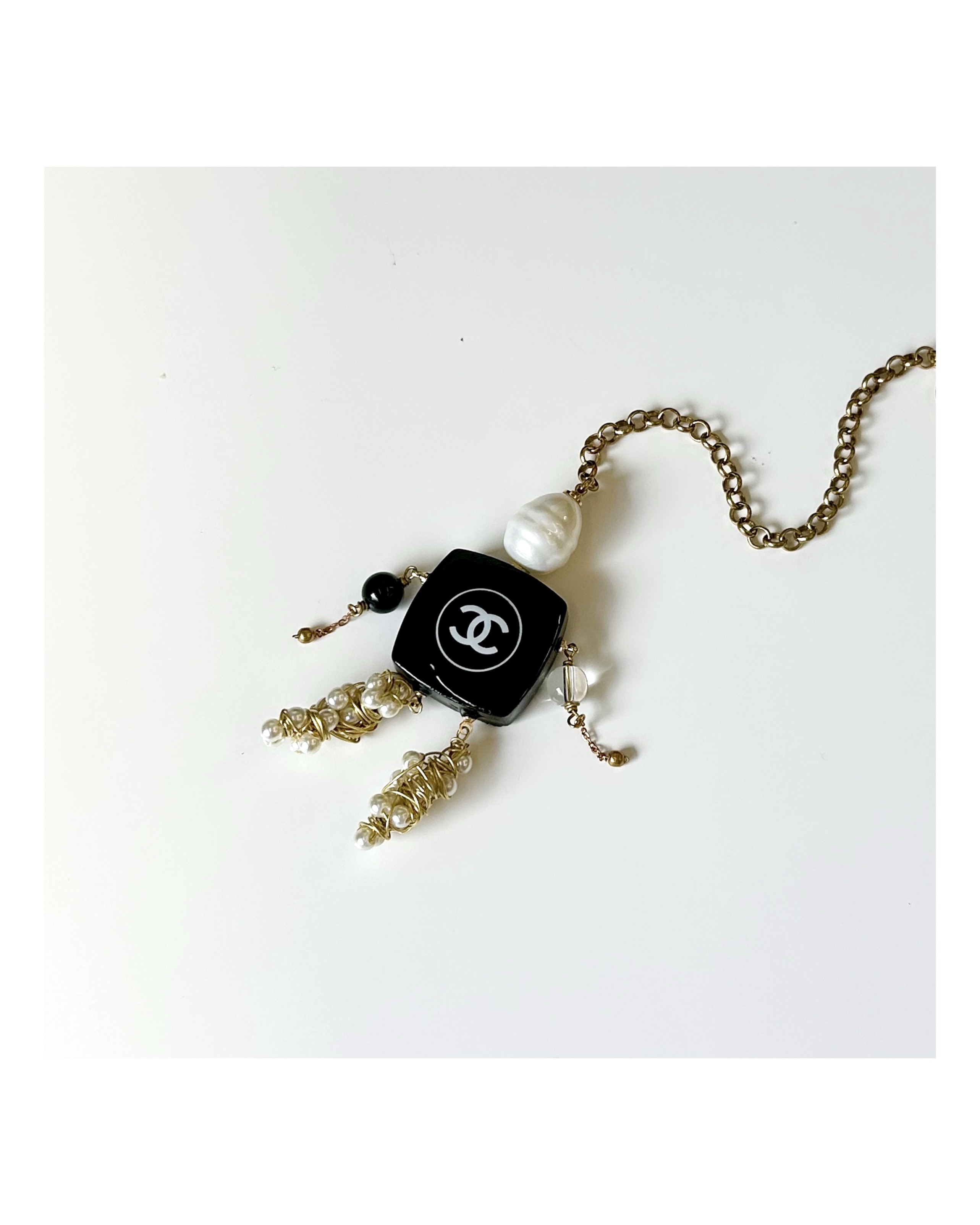 CHANEL marionette keyring ver.balck&clear gemstone