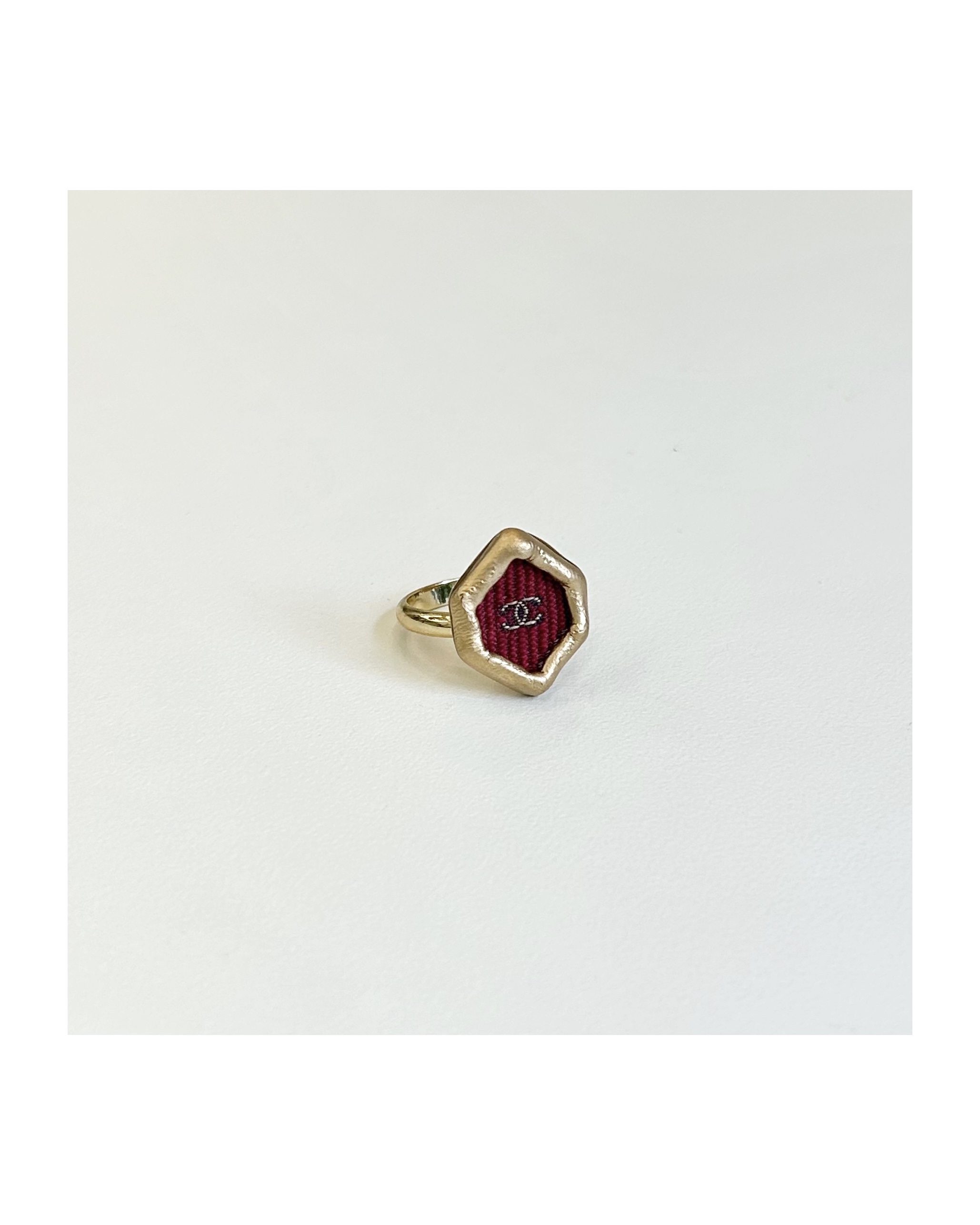 CHANEL burgundy silk CC ring no.53