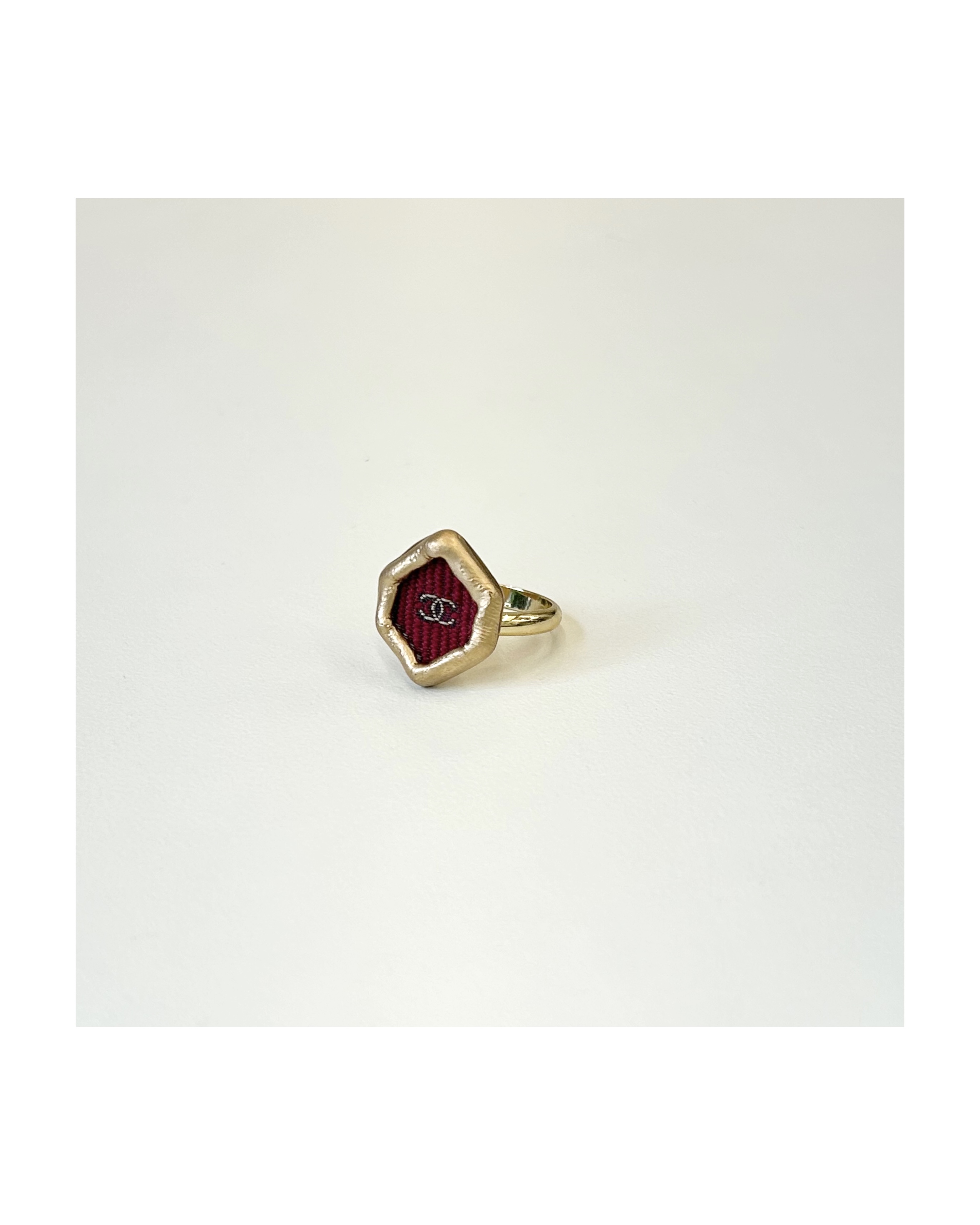 CHANEL burgundy silk CC ring no.53