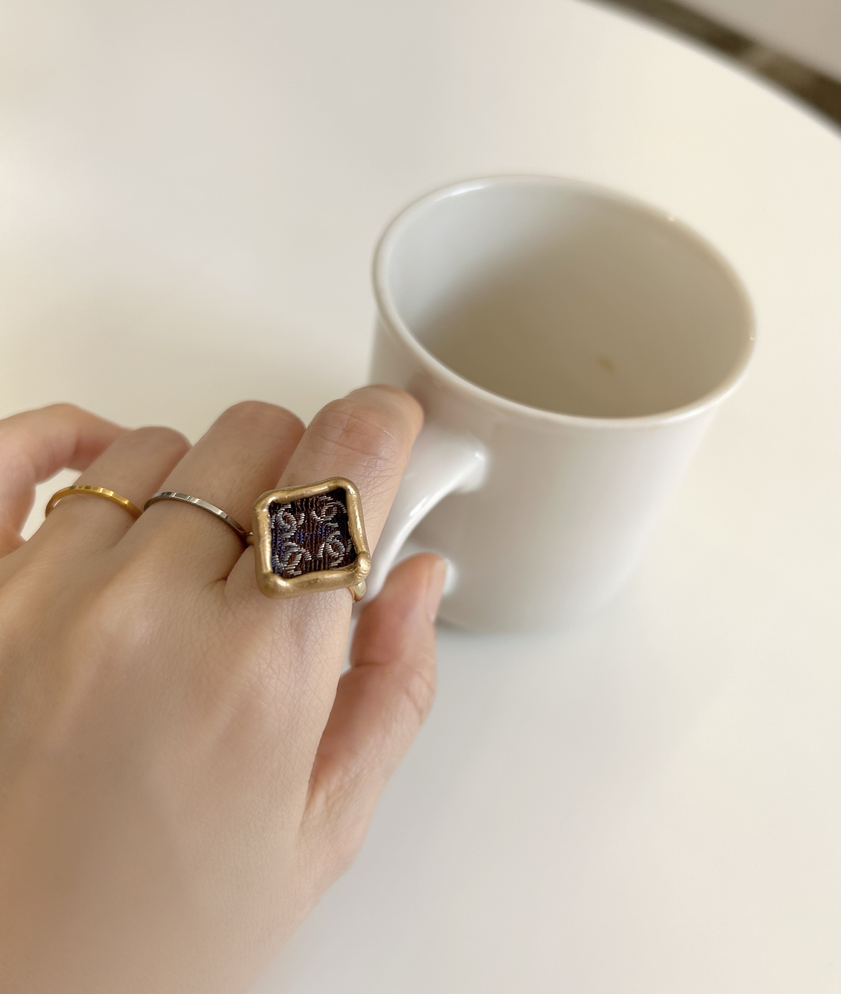 CHANEL brown & violet silk CC ring no.54