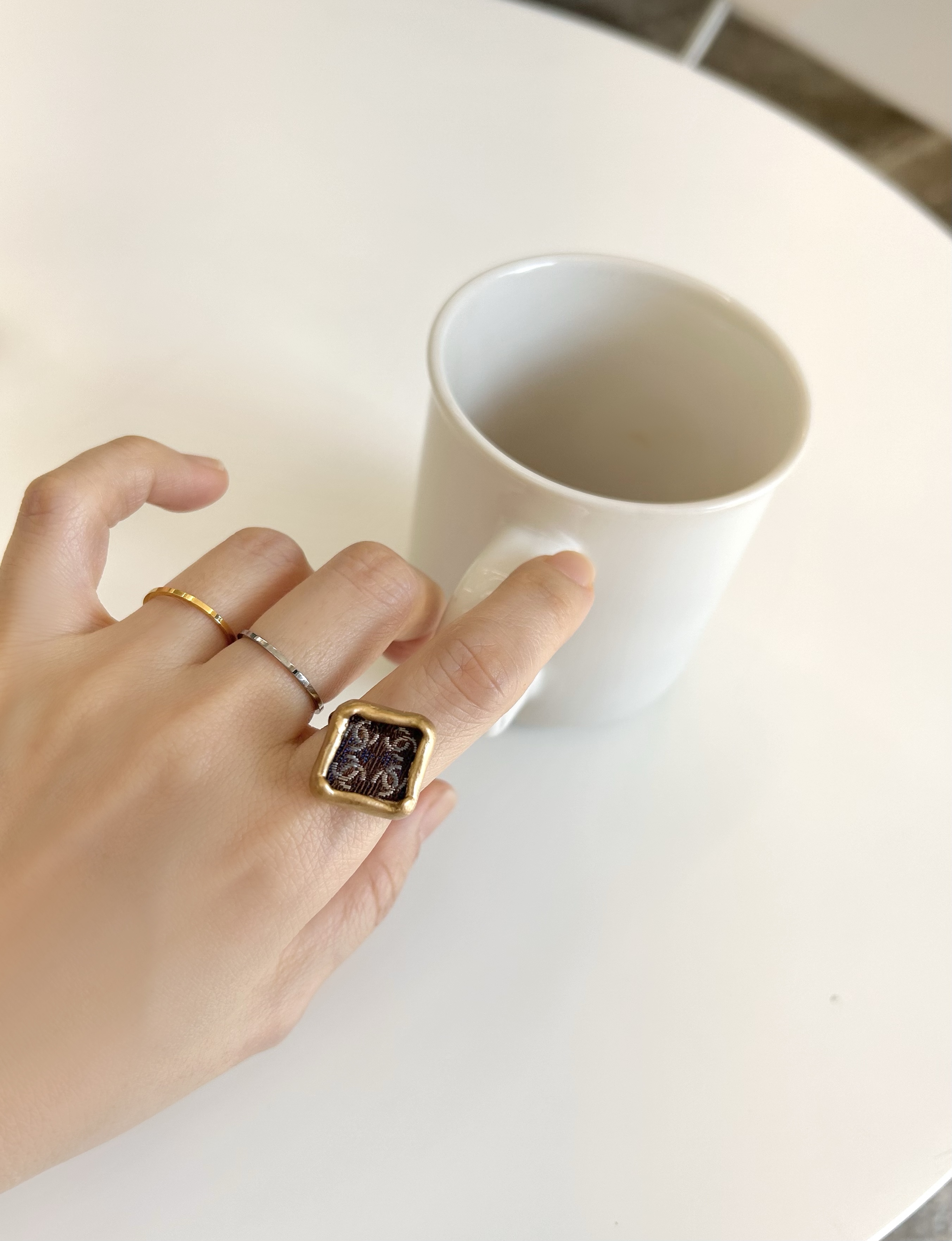 CHANEL brown & violet silk CC ring no.54