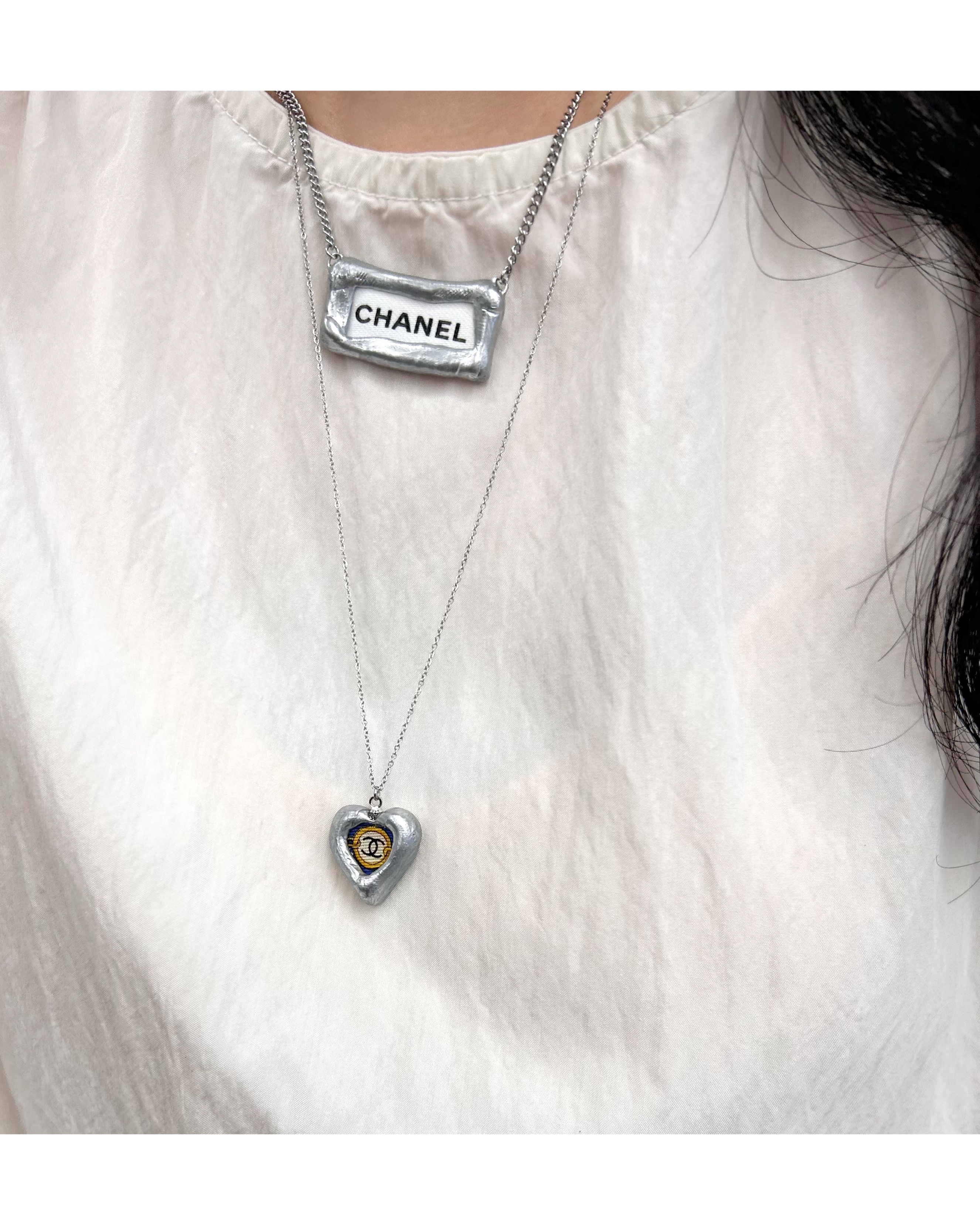 Initial ribbon necklace (ver. silver)