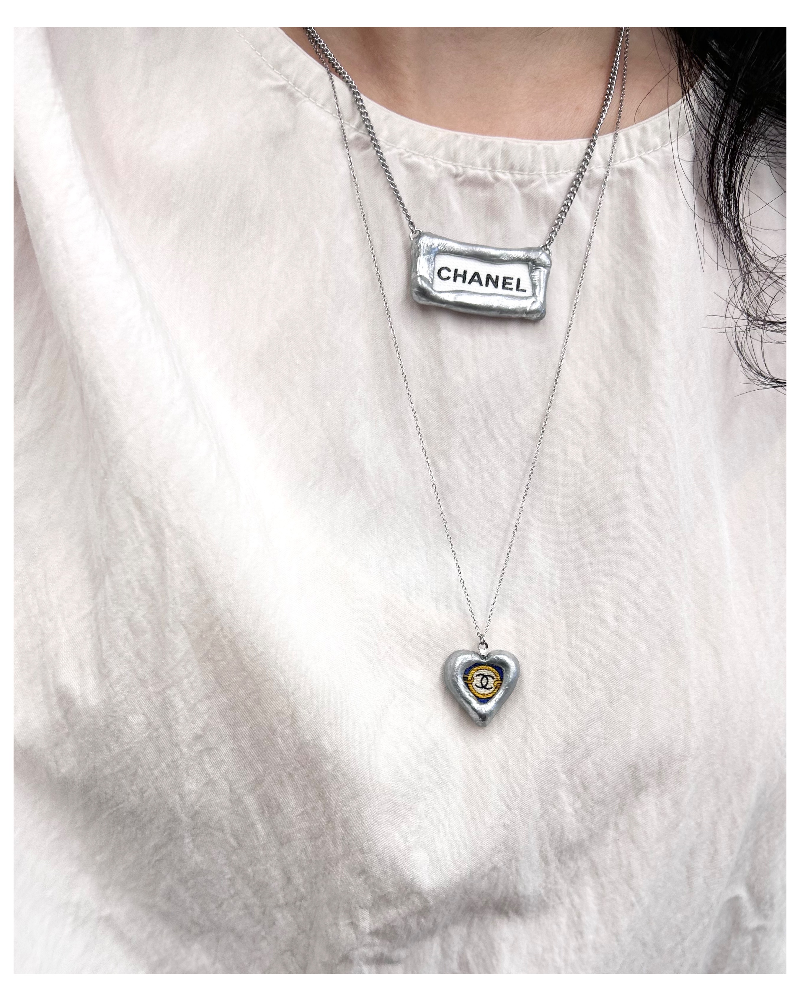 Initial ribbon necklace (ver. silver)