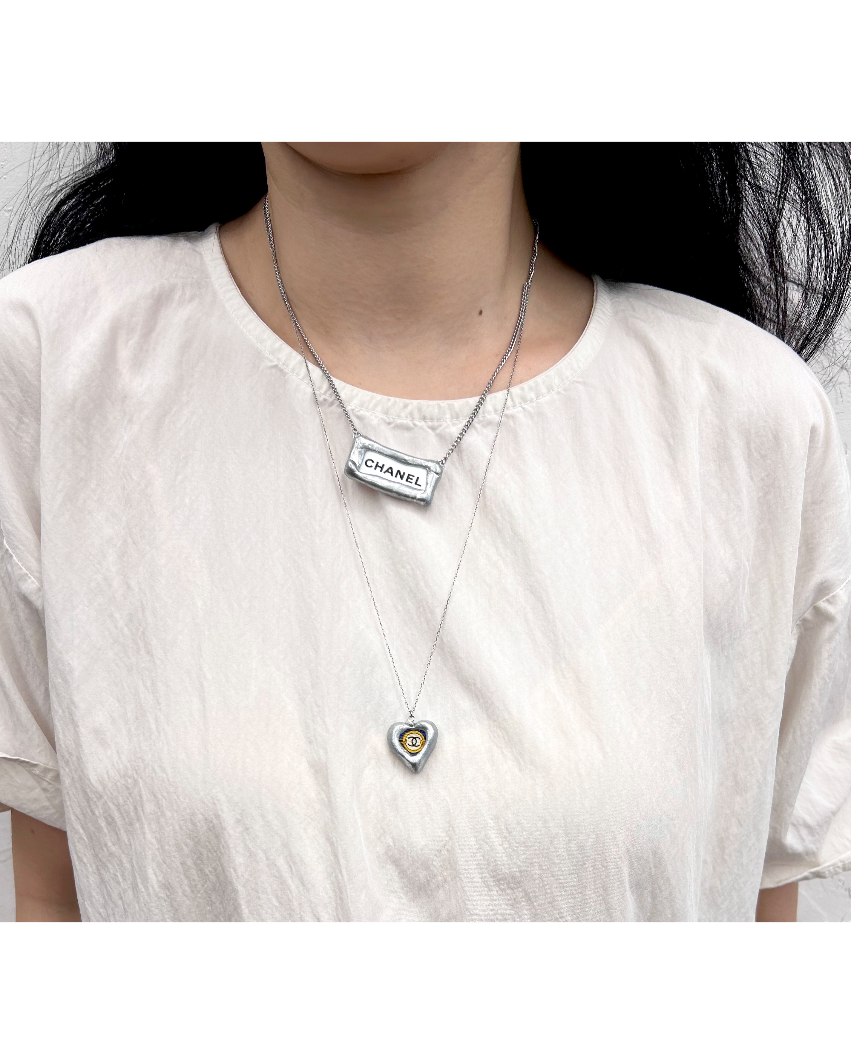 Initial ribbon necklace (ver. silver)
