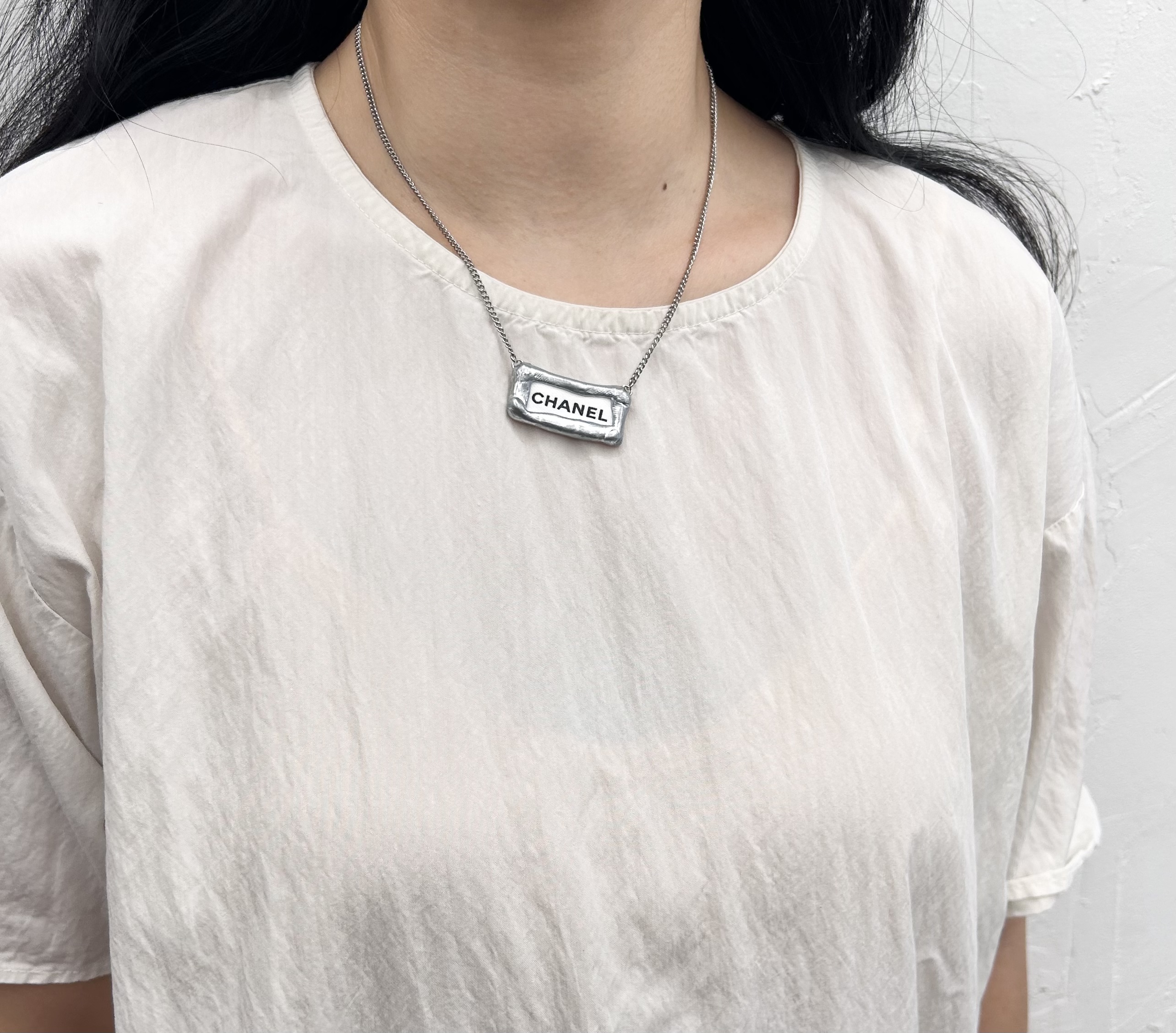 Initial ribbon necklace (ver. silver)