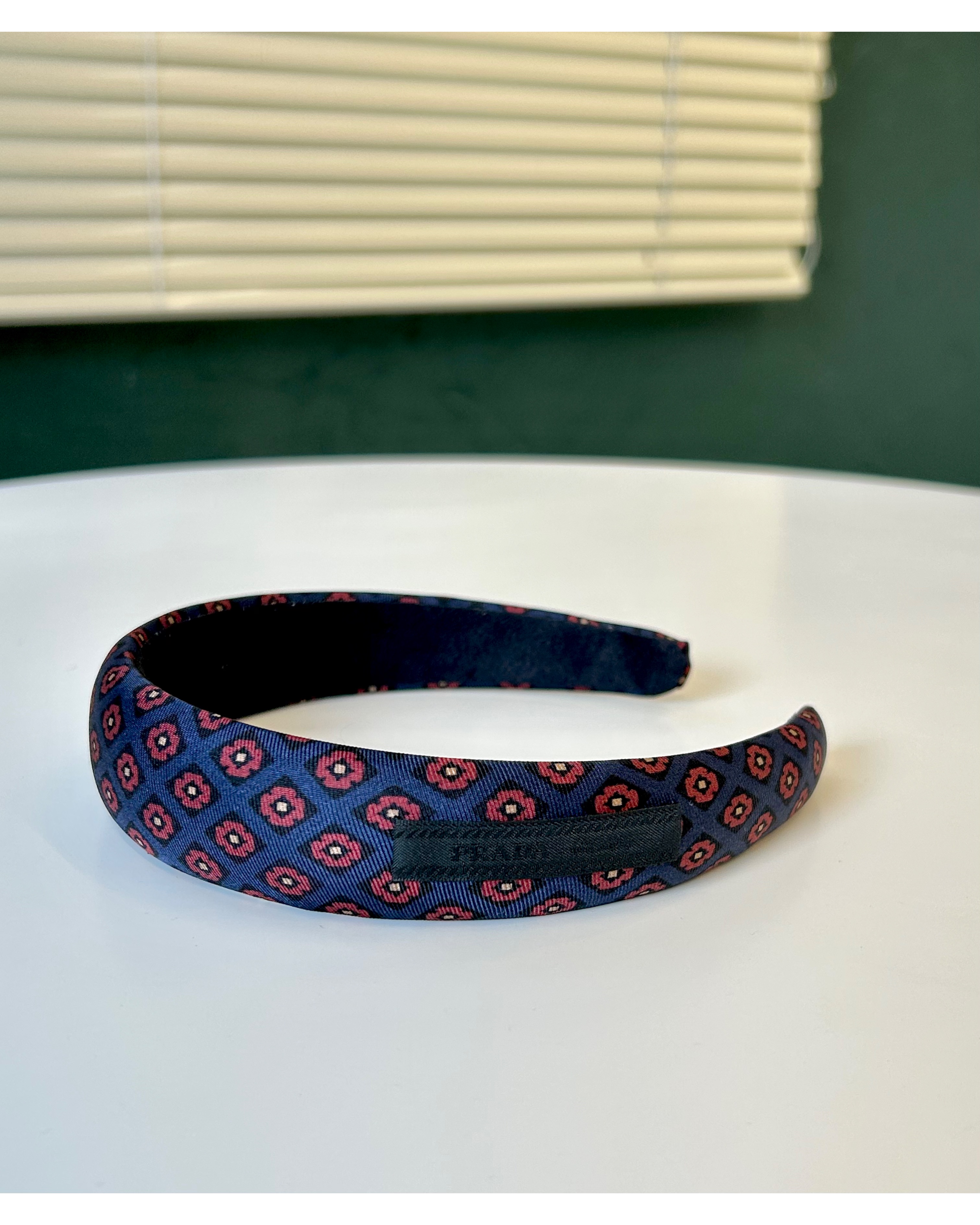 PRADA navy & burgundy silk hair band no.72