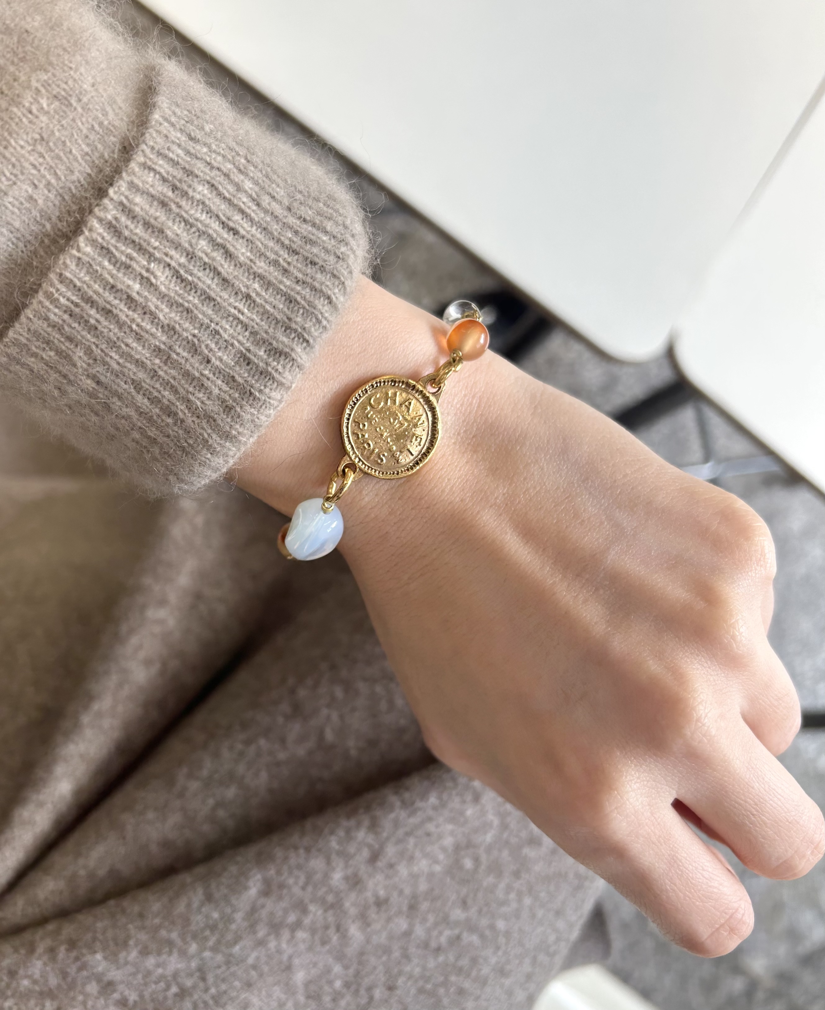 VINTAGE CHANEL 31 RUE CAMBON PARIS pendant & gemstone bracelet