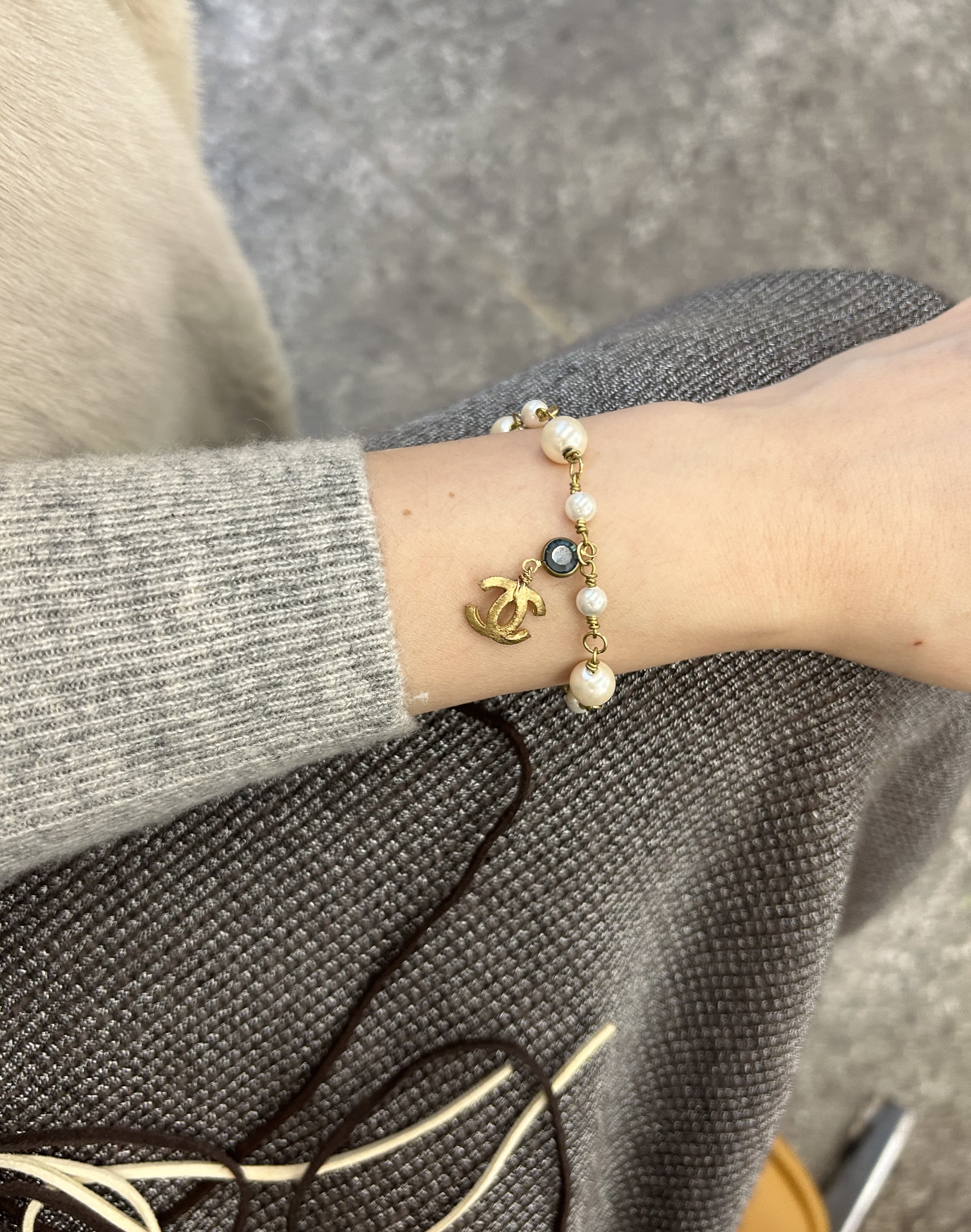 vintage CHANEL CC earring objet pearl bracelet