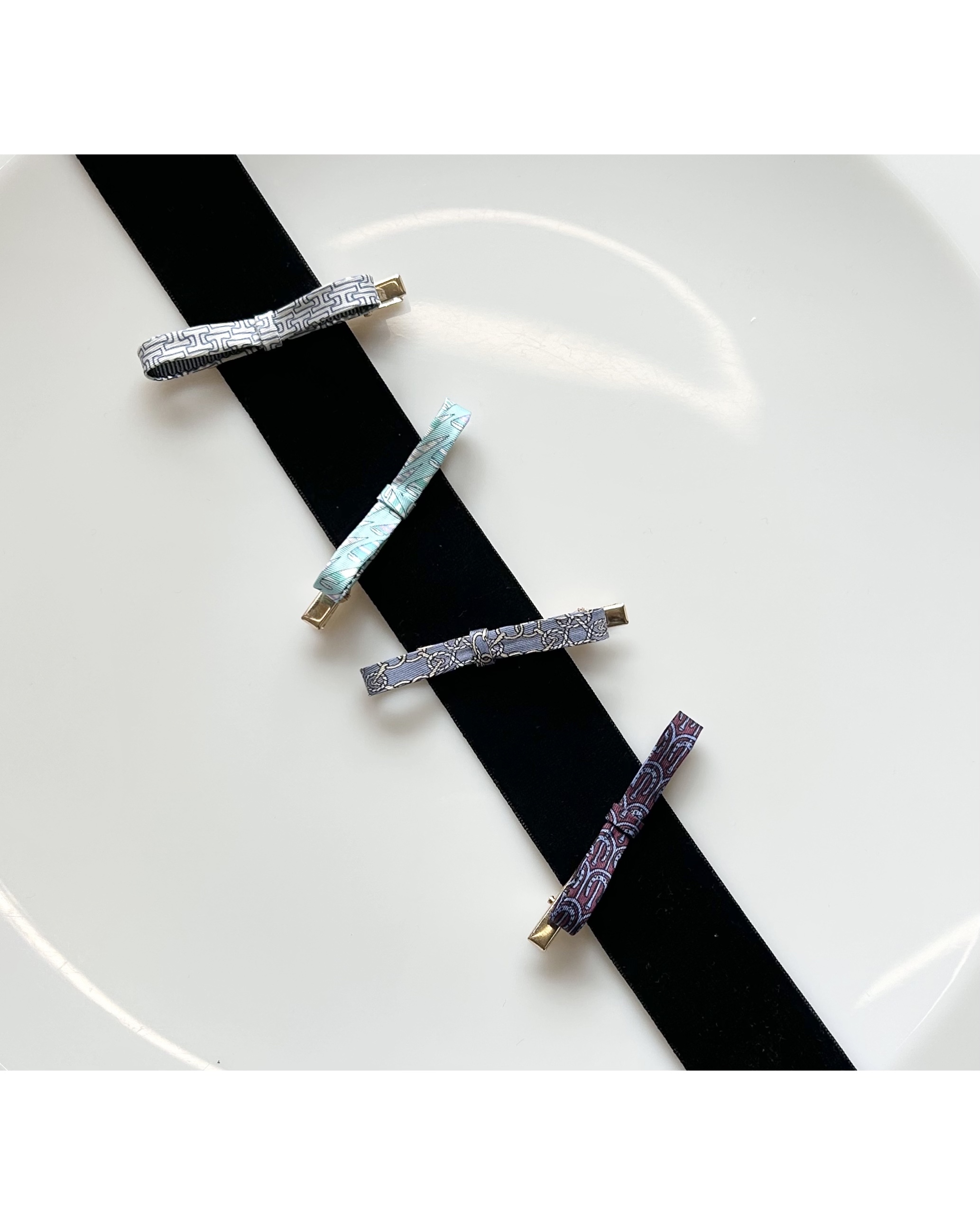 HERMES silk ribbon hair clip no.80