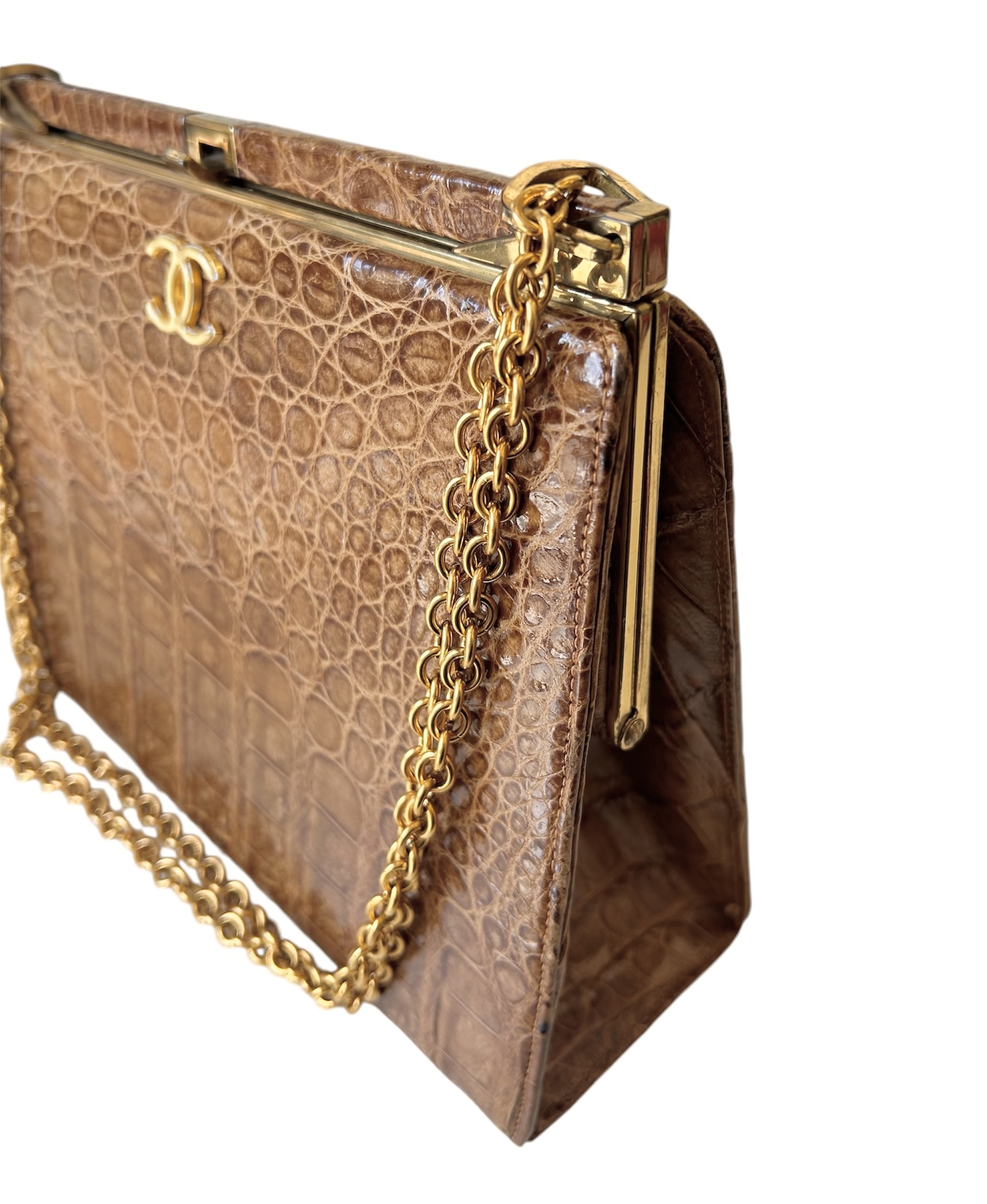 GENUINE vintage crocodile bag X CHANEL hanger CC objet no.40