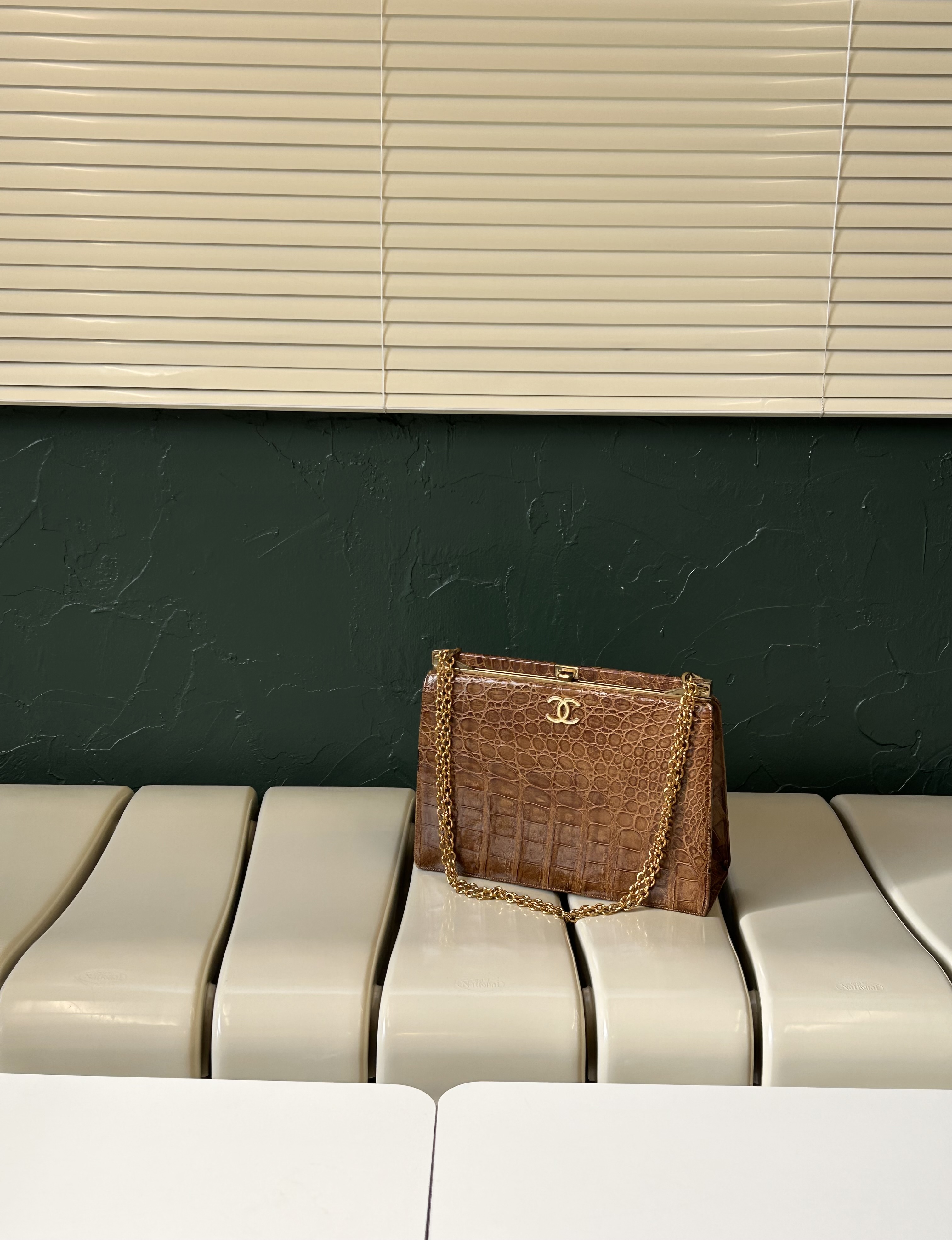 GENUINE vintage crocodile bag X CHANEL hanger CC objet no.40