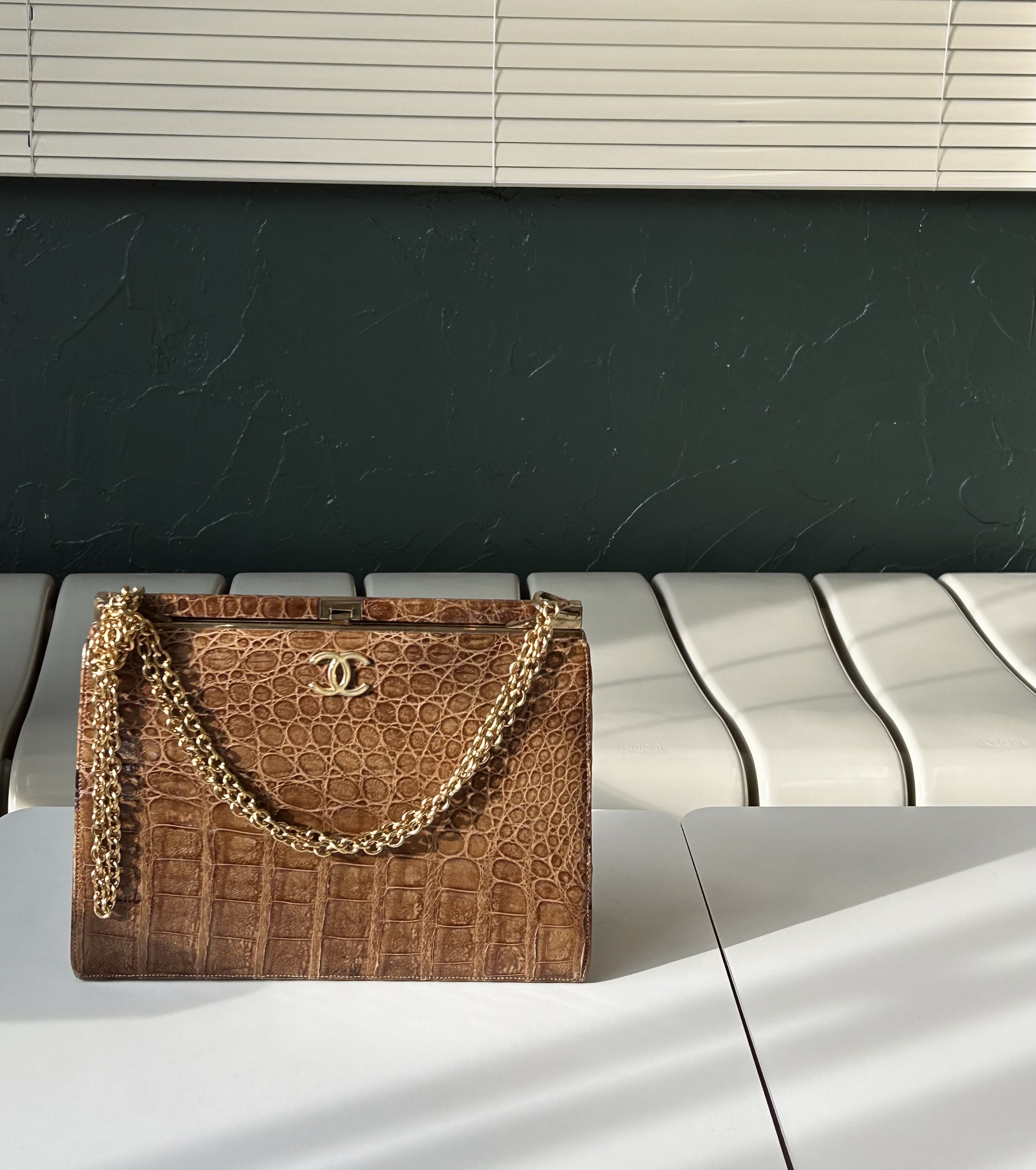 GENUINE vintage crocodile bag X CHANEL hanger CC objet no.40