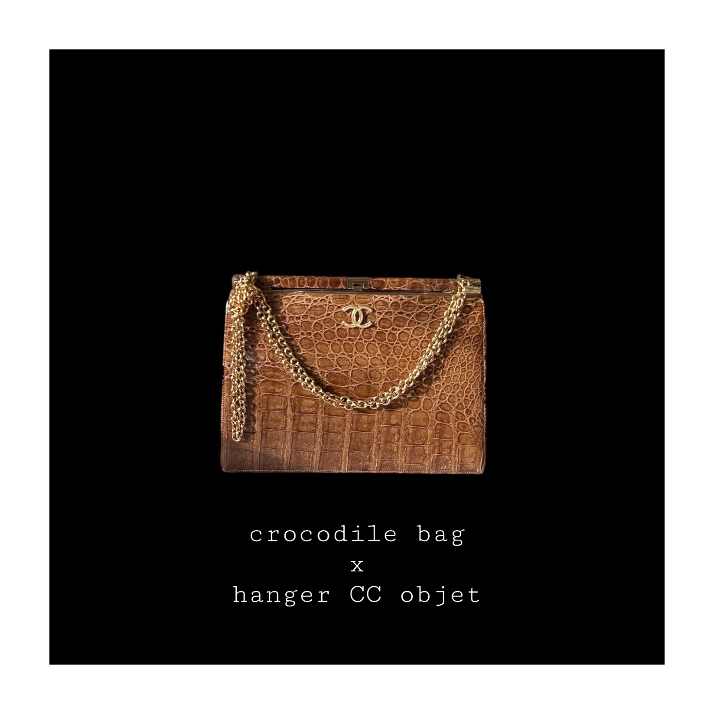 GENUINE vintage crocodile bag X CHANEL hanger CC objet no.40