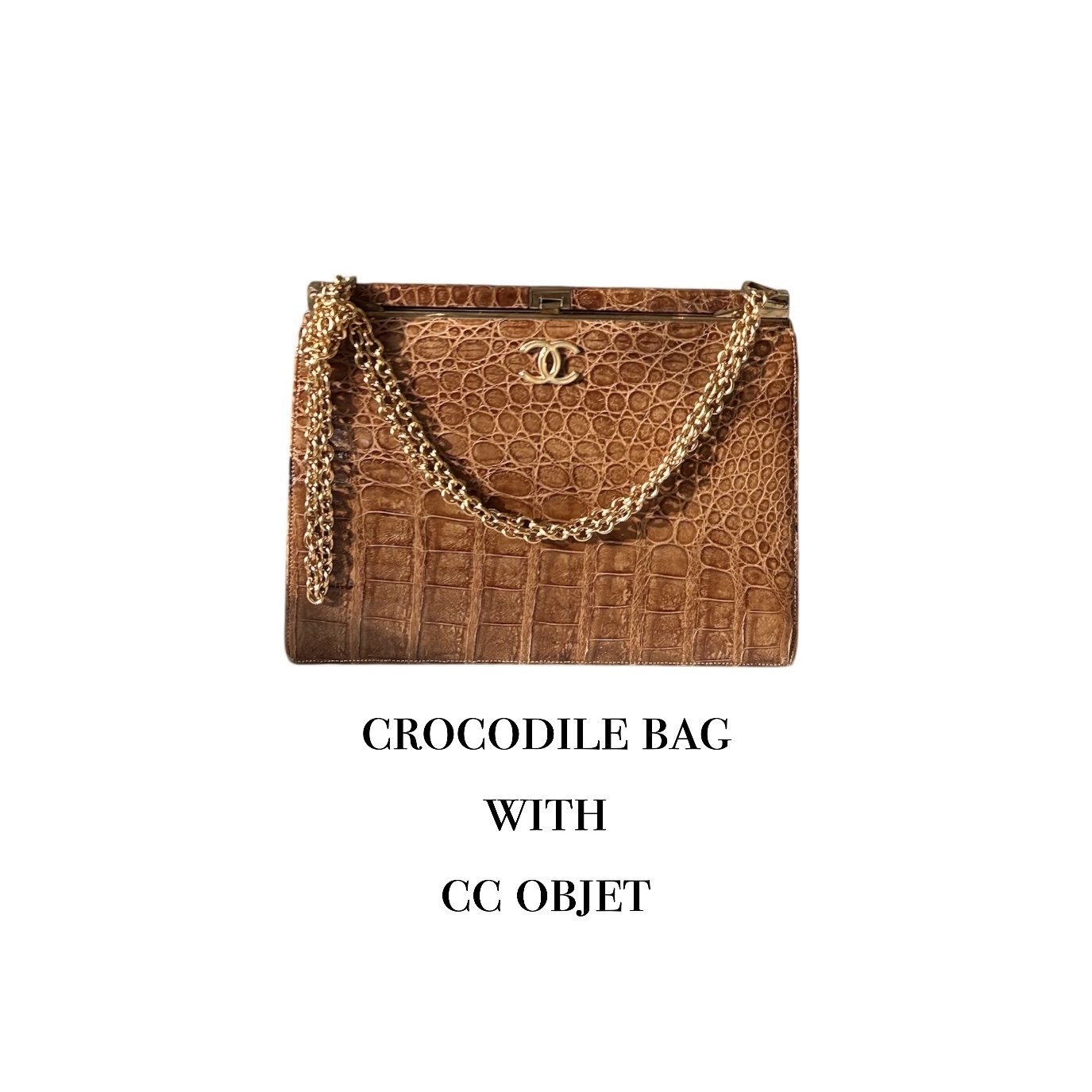 GENUINE vintage crocodile bag X CHANEL hanger CC objet no.40