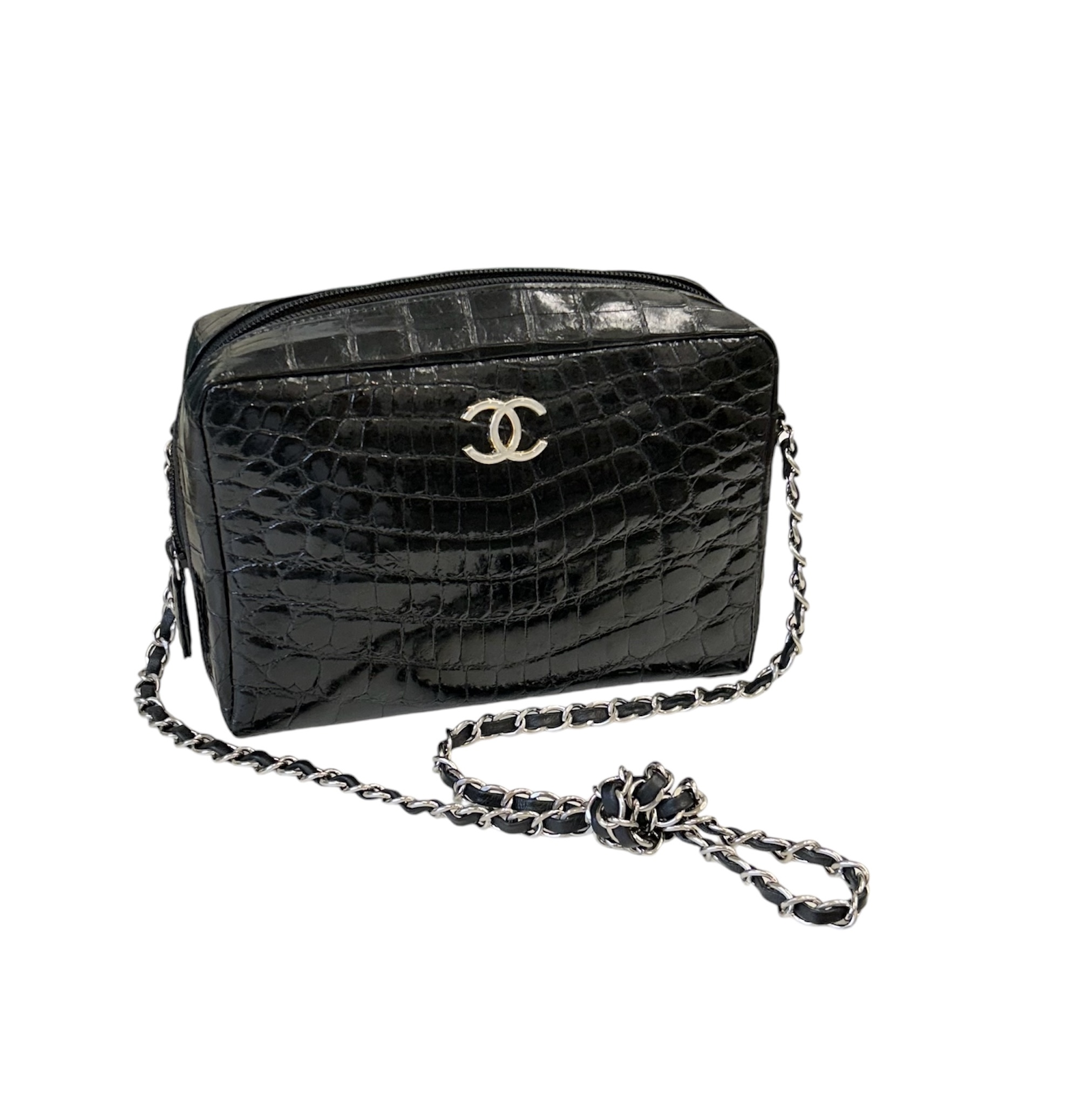 GENUINE vintage crocodile bag X CHANEL hanger CC objet no.43