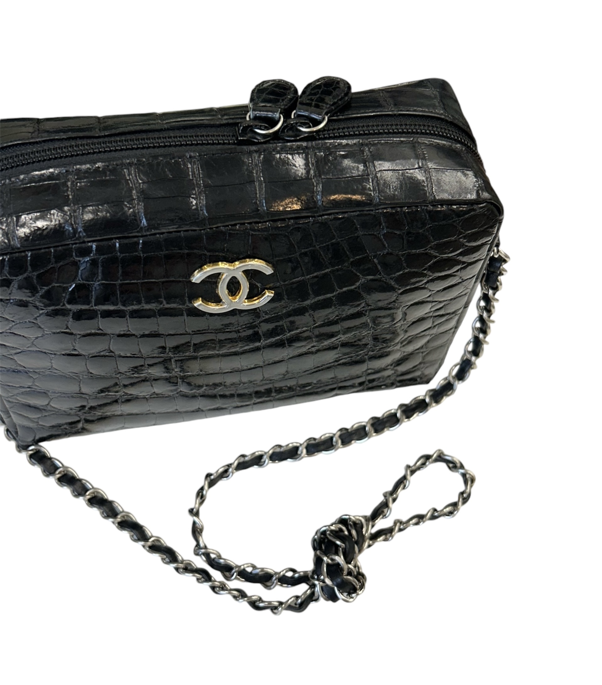 GENUINE vintage crocodile bag X CHANEL hanger CC objet no.43