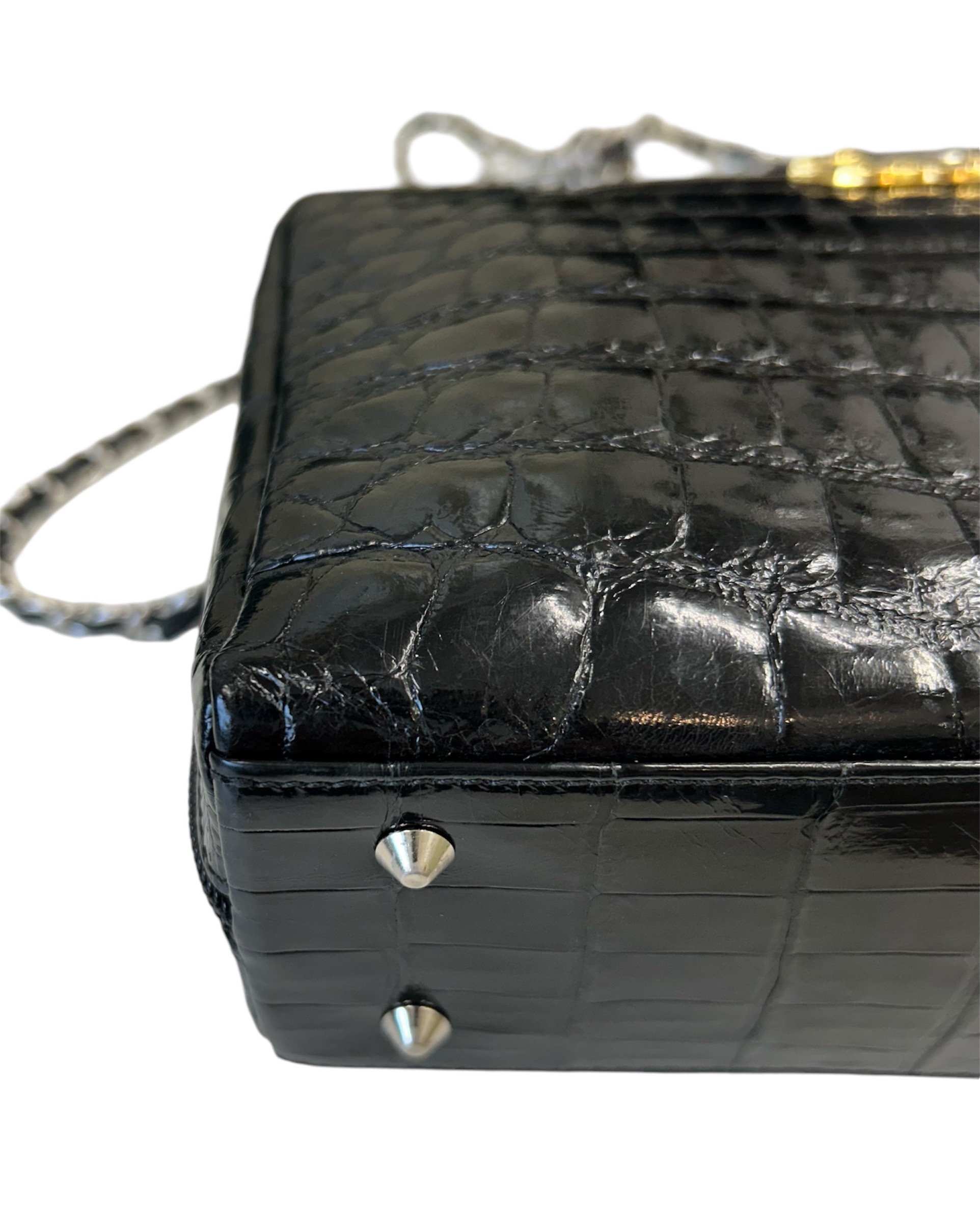 GENUINE vintage crocodile bag X CHANEL hanger CC objet no.43