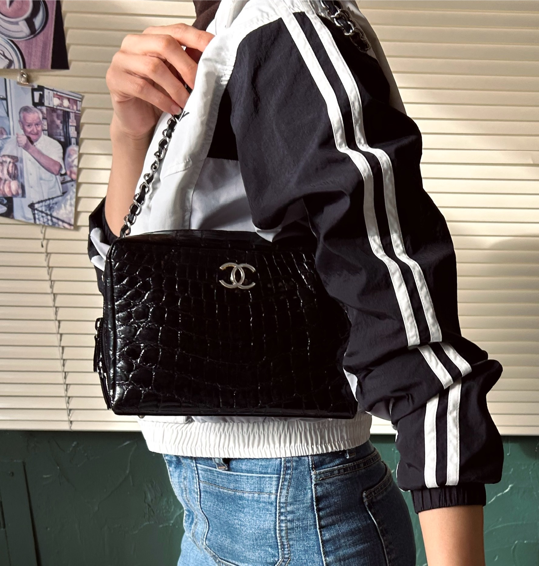 GENUINE vintage crocodile bag X CHANEL hanger CC objet no.43