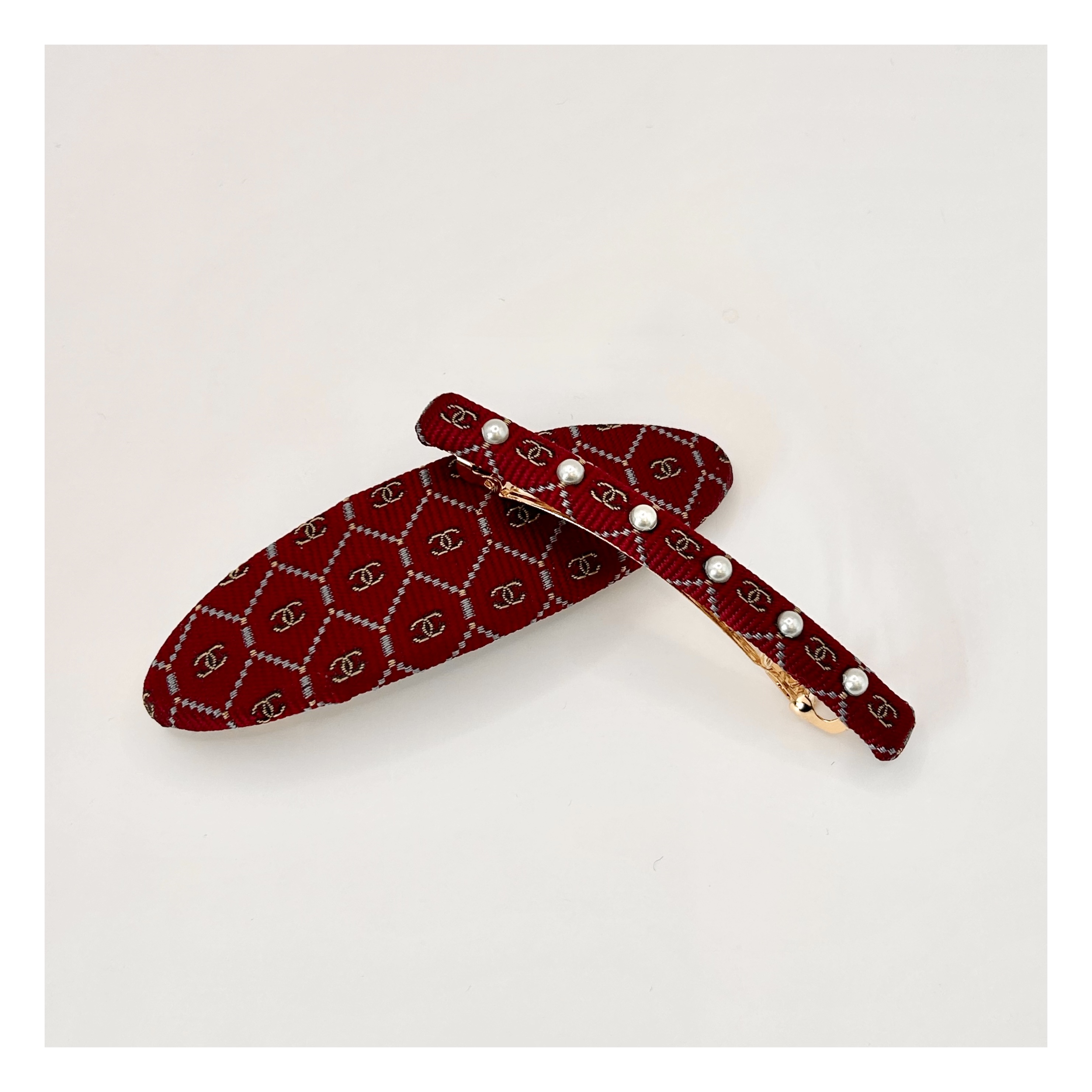 CHANEL silk pattern hair barrette no.78
