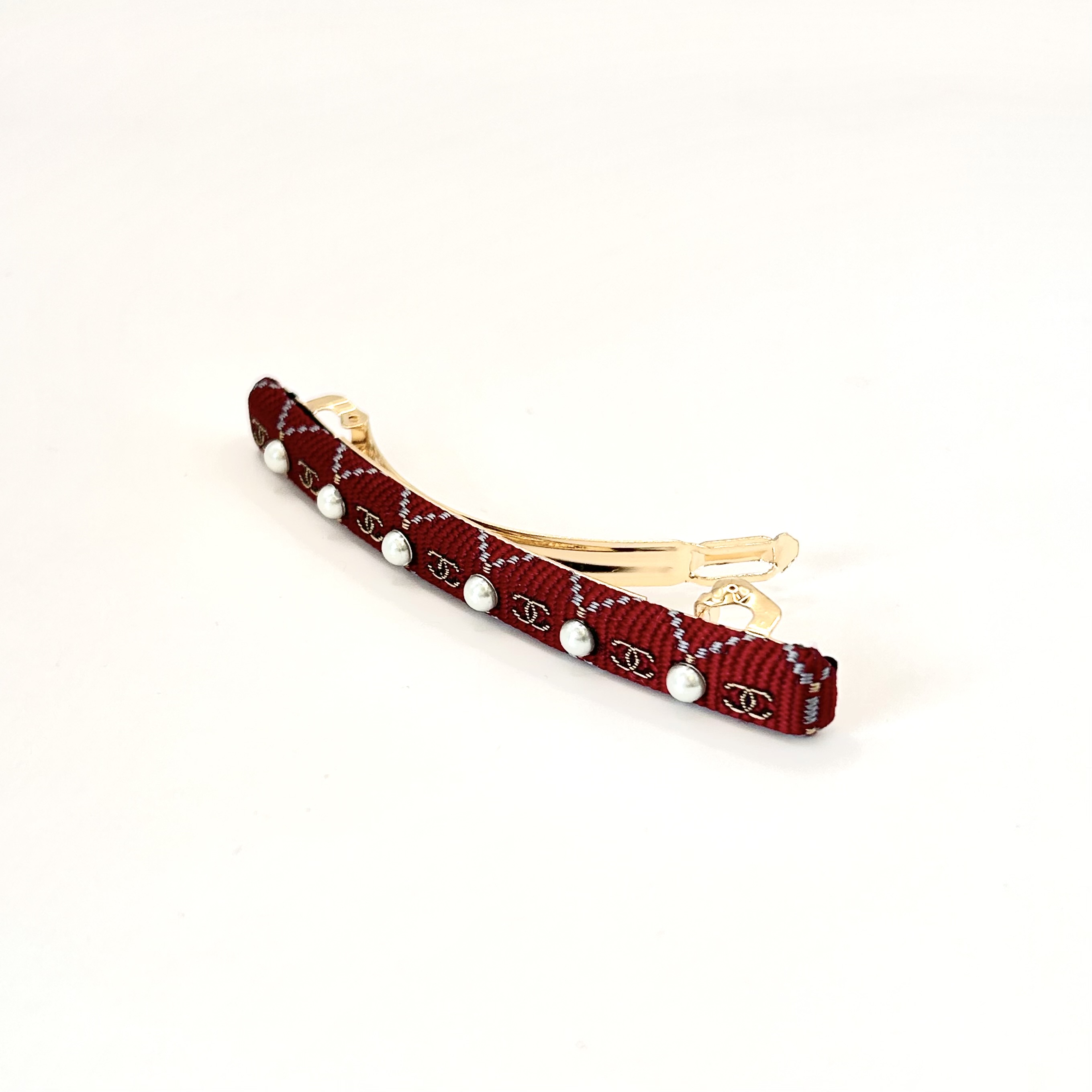 CHANEL silk pattern hair barrette no.78