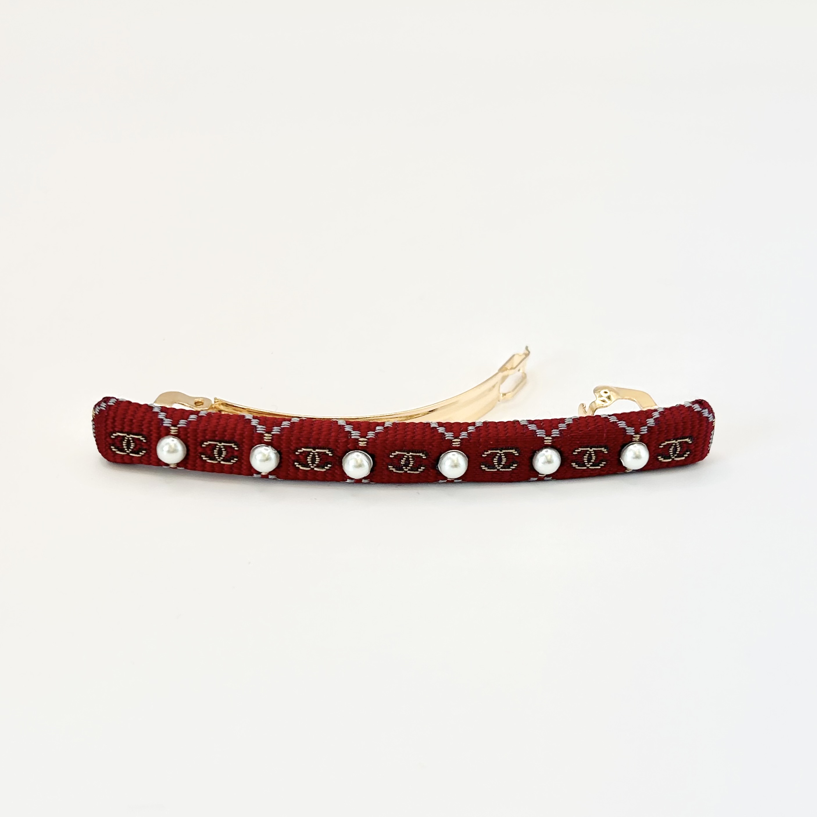 CHANEL silk pattern hair barrette no.78