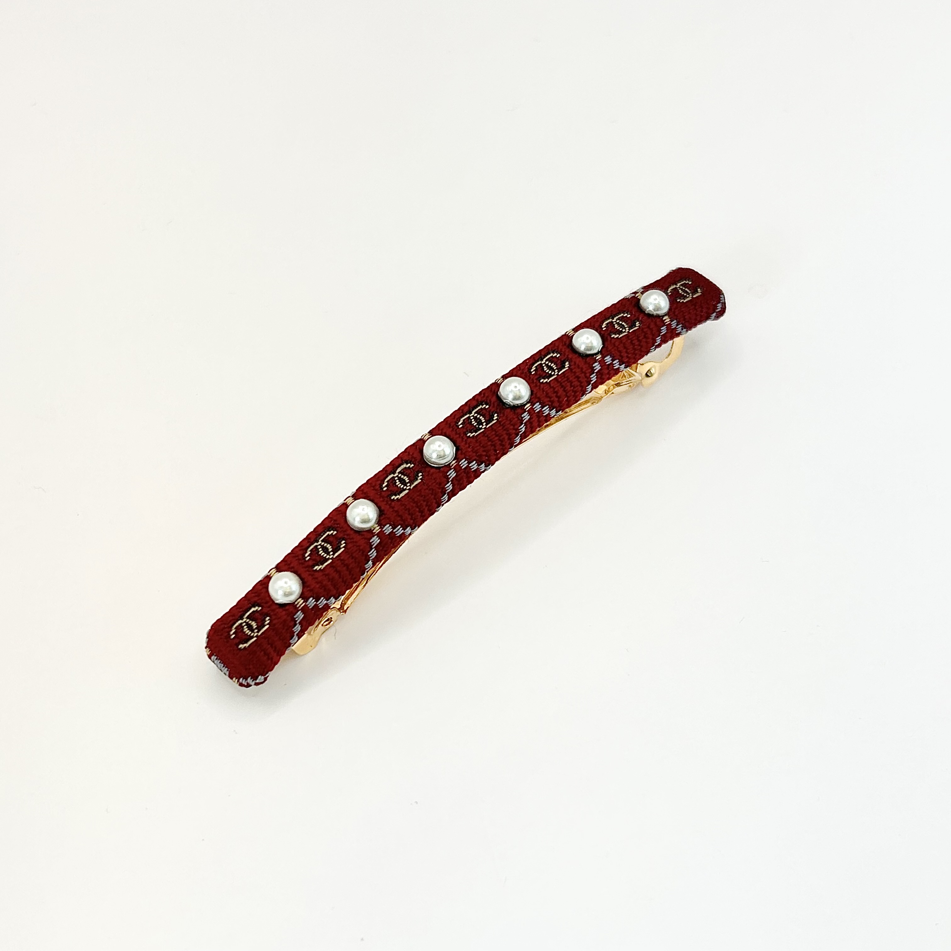 CHANEL silk pattern hair barrette no.78