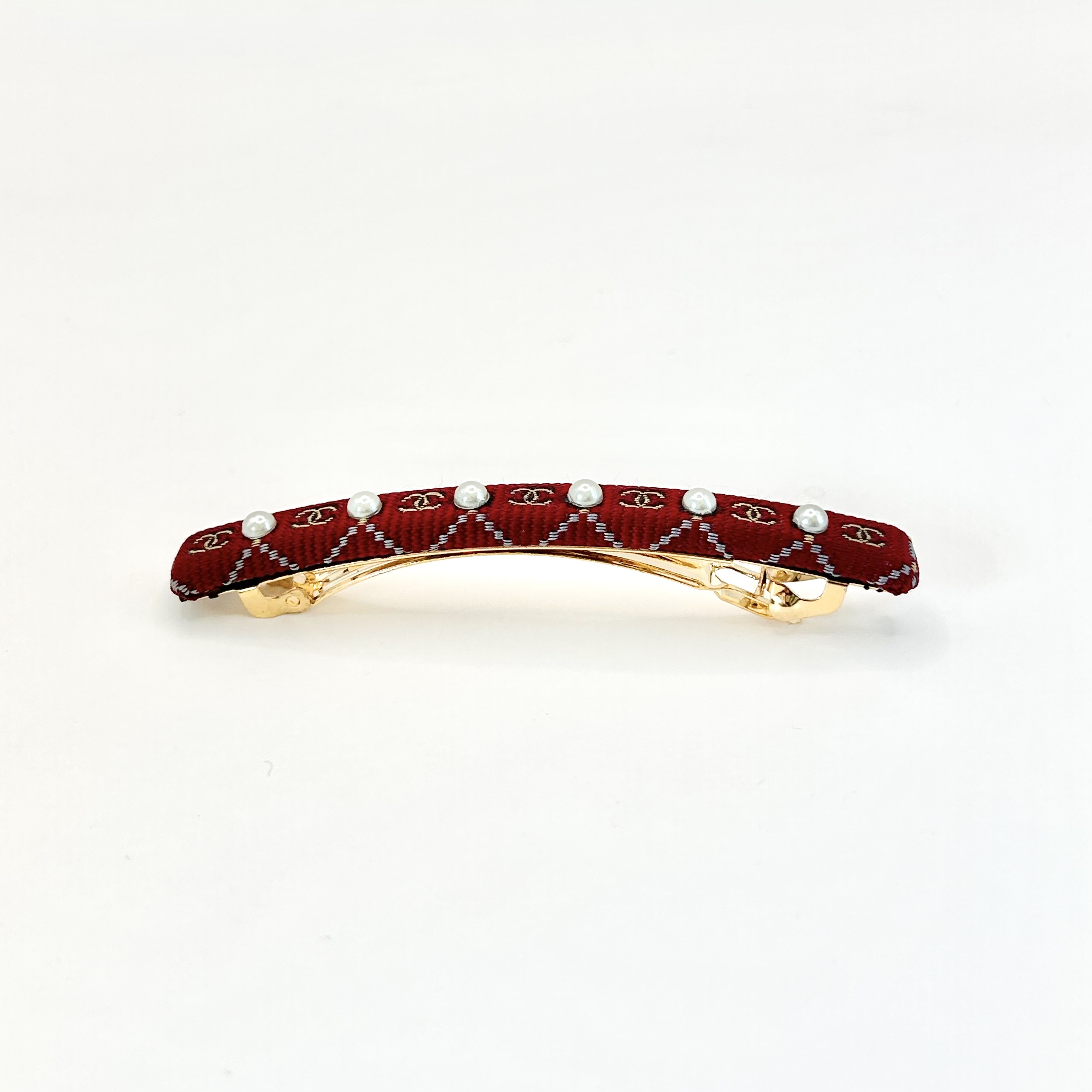 CHANEL silk pattern hair barrette no.78