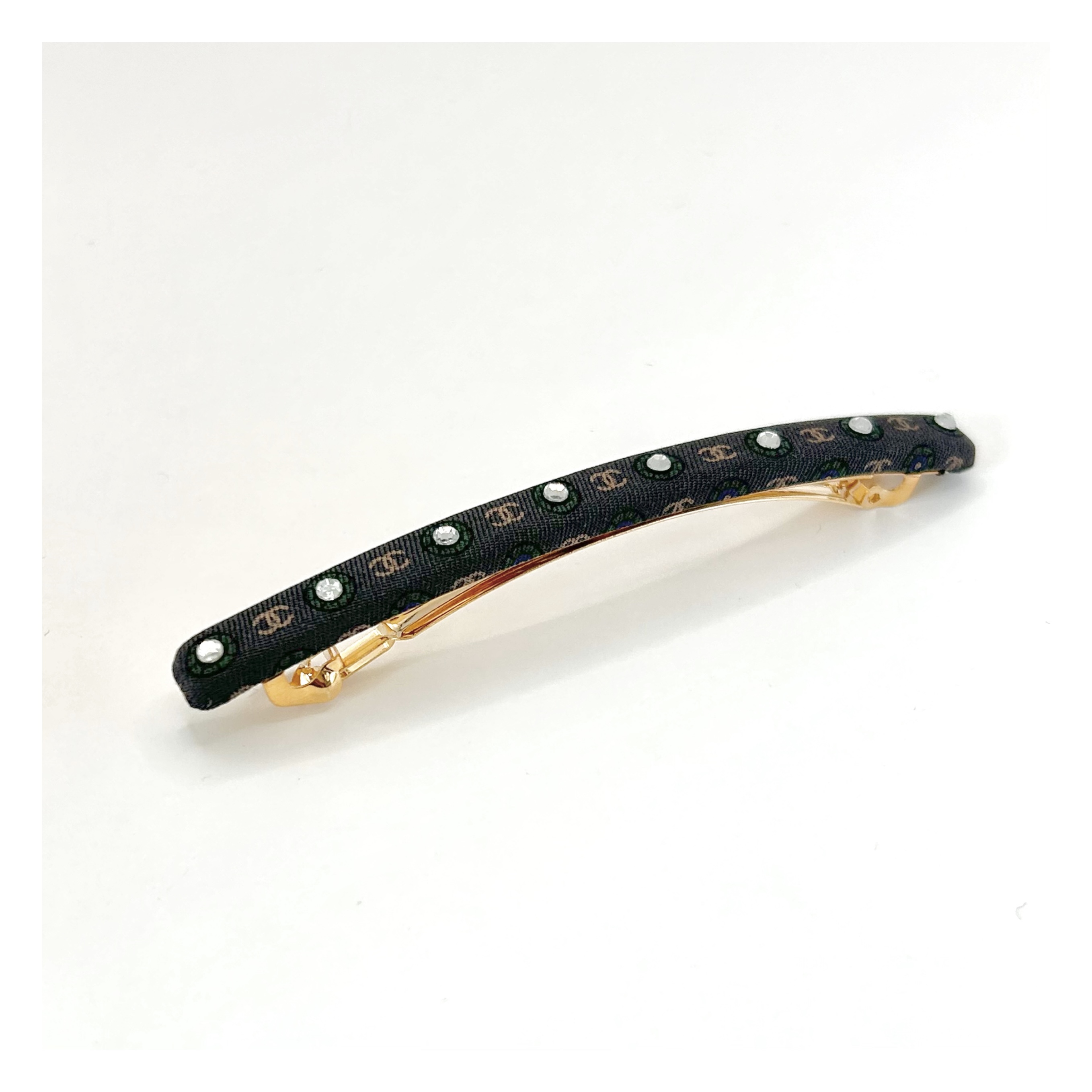 CHANEL silk pattern hair barrette no.78