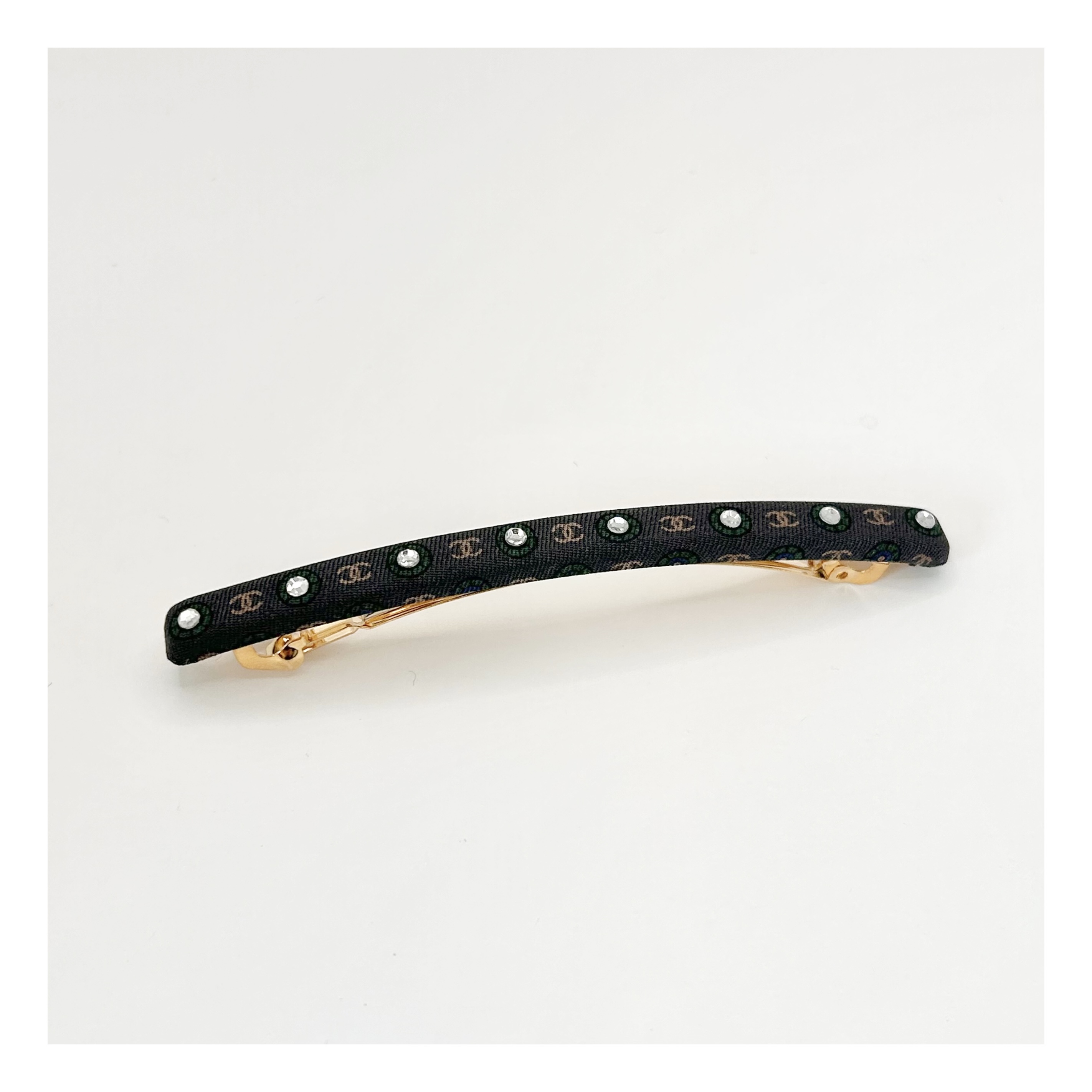 CHANEL silk pattern hair barrette no.78