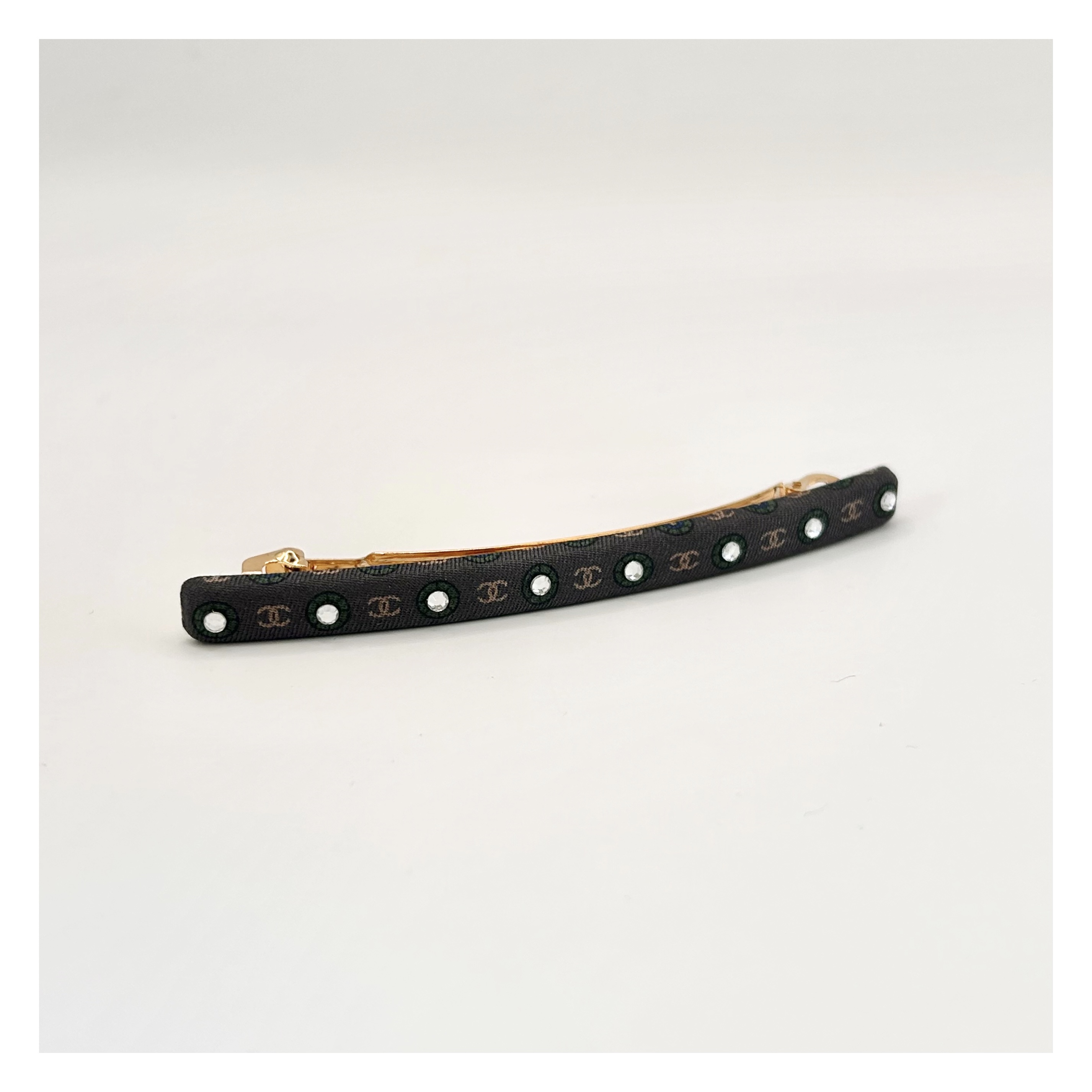 CHANEL silk pattern hair barrette no.78