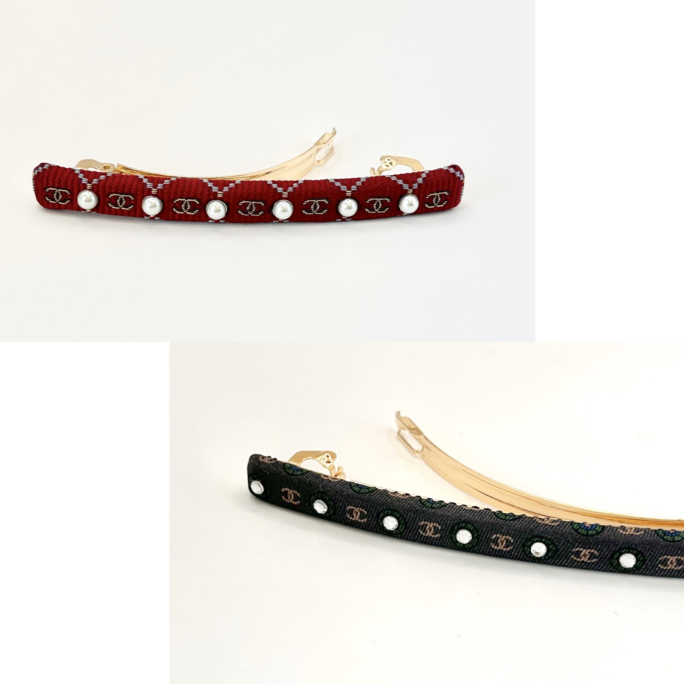 CHANEL silk pattern hair barrette no.78