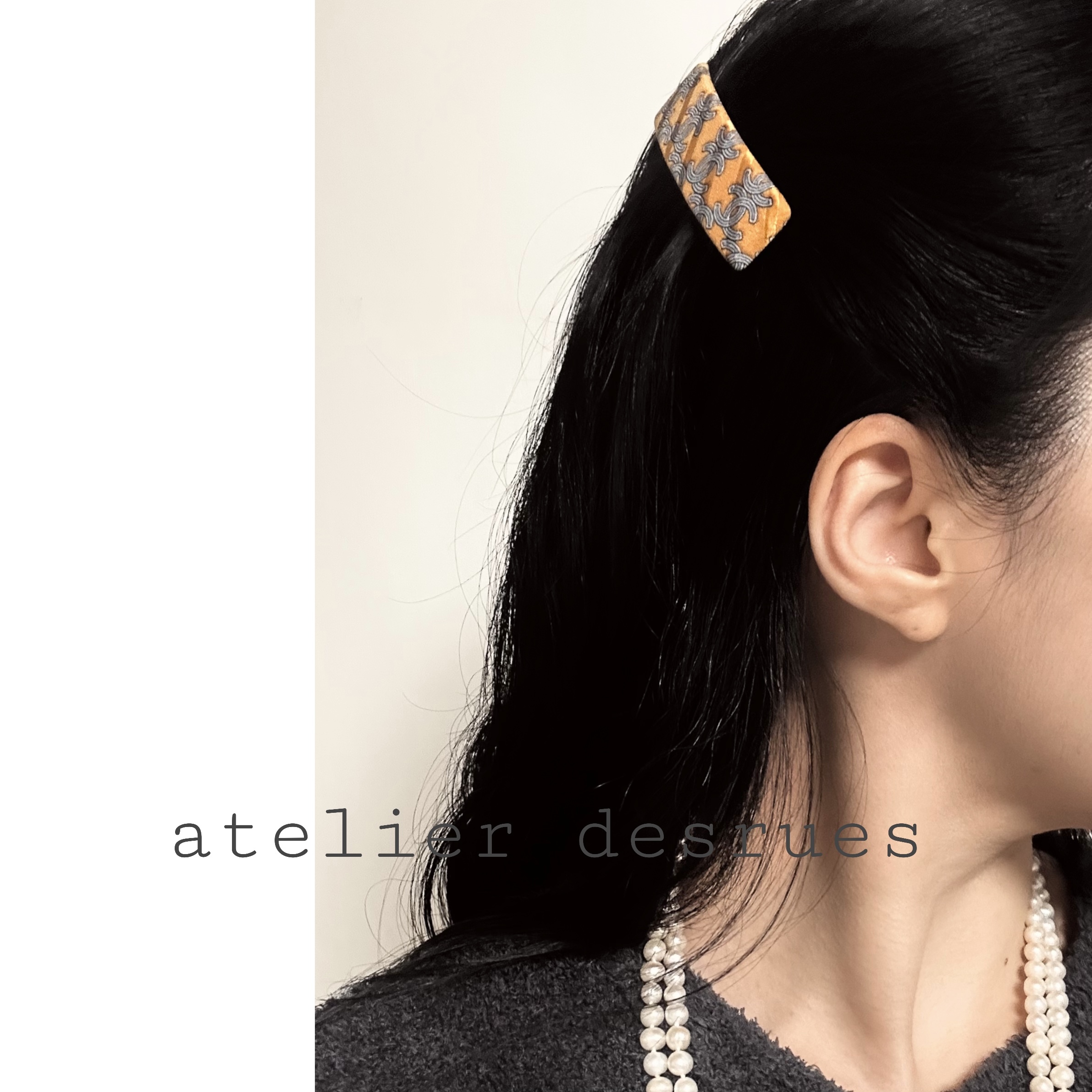 CHANEL silk pattern hair barrette no.80