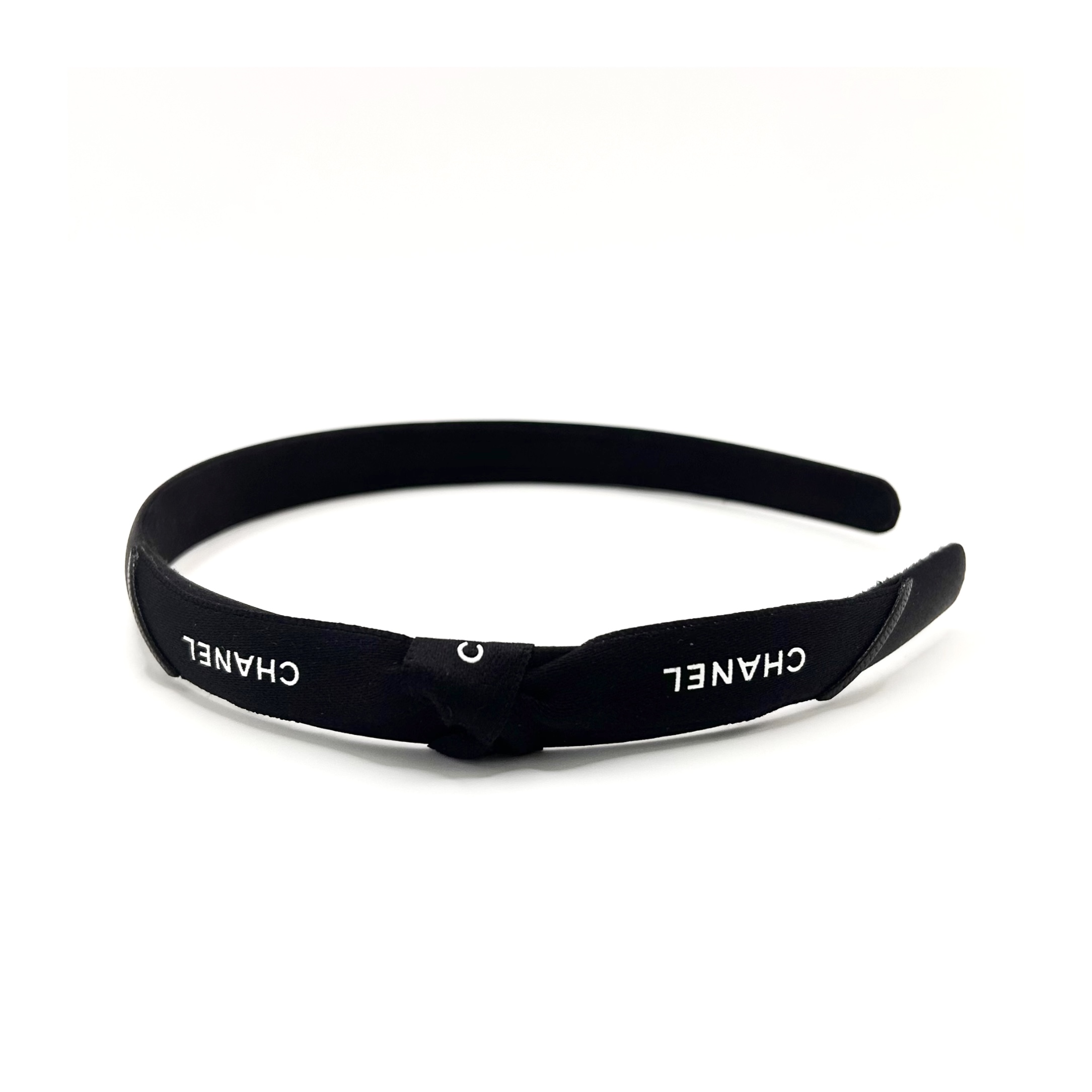 CHANEL black ribbon hair band no.83
