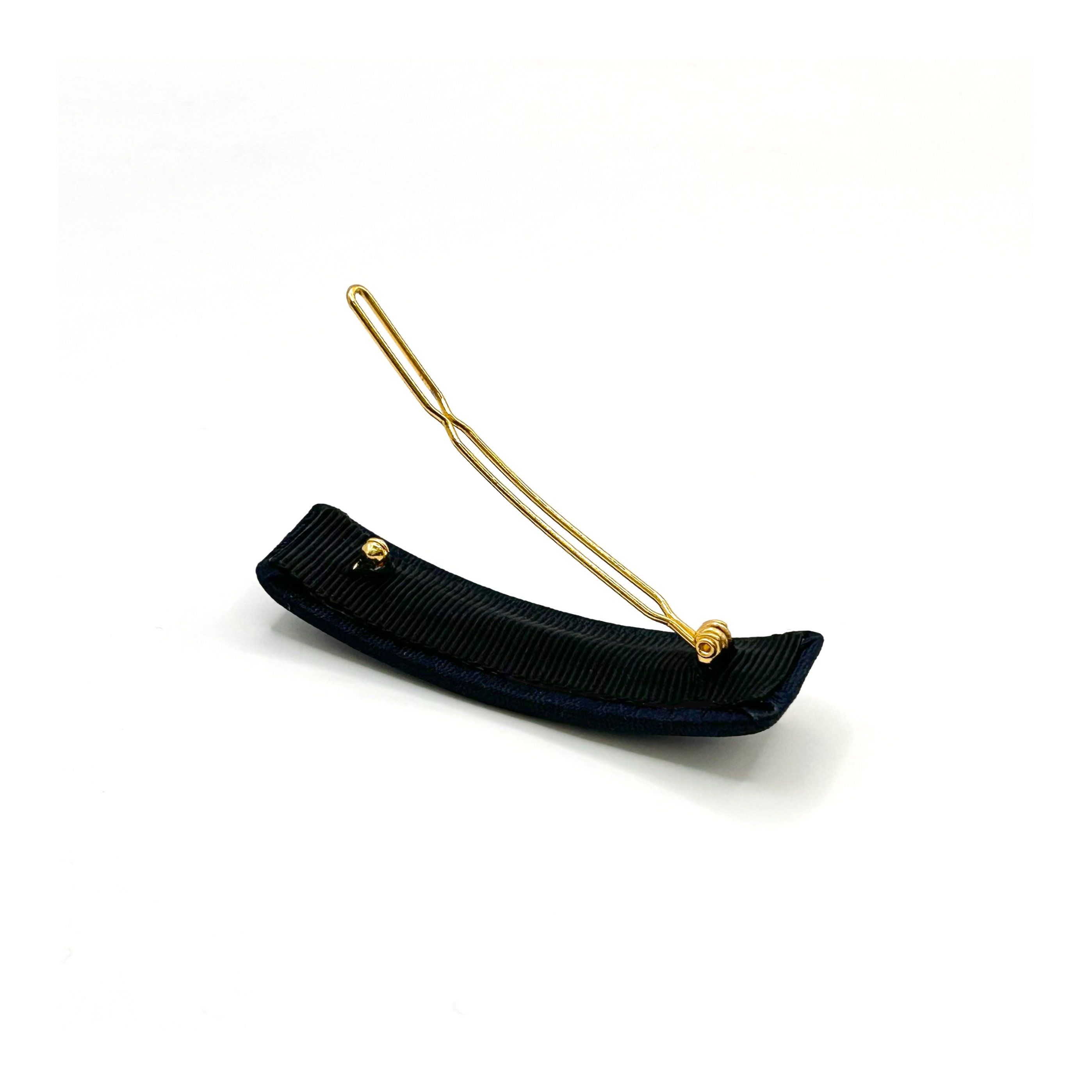 CHANEL navy & red CC silk hair clip no.85